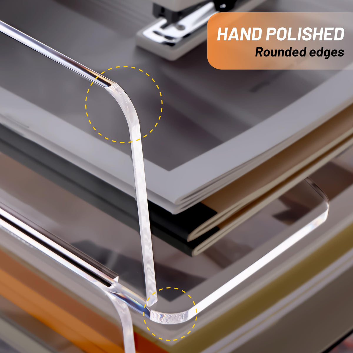 HeZone Enlarged Letter Paper Tray - Clear Acrylic Desk Organizers for Document Organization and