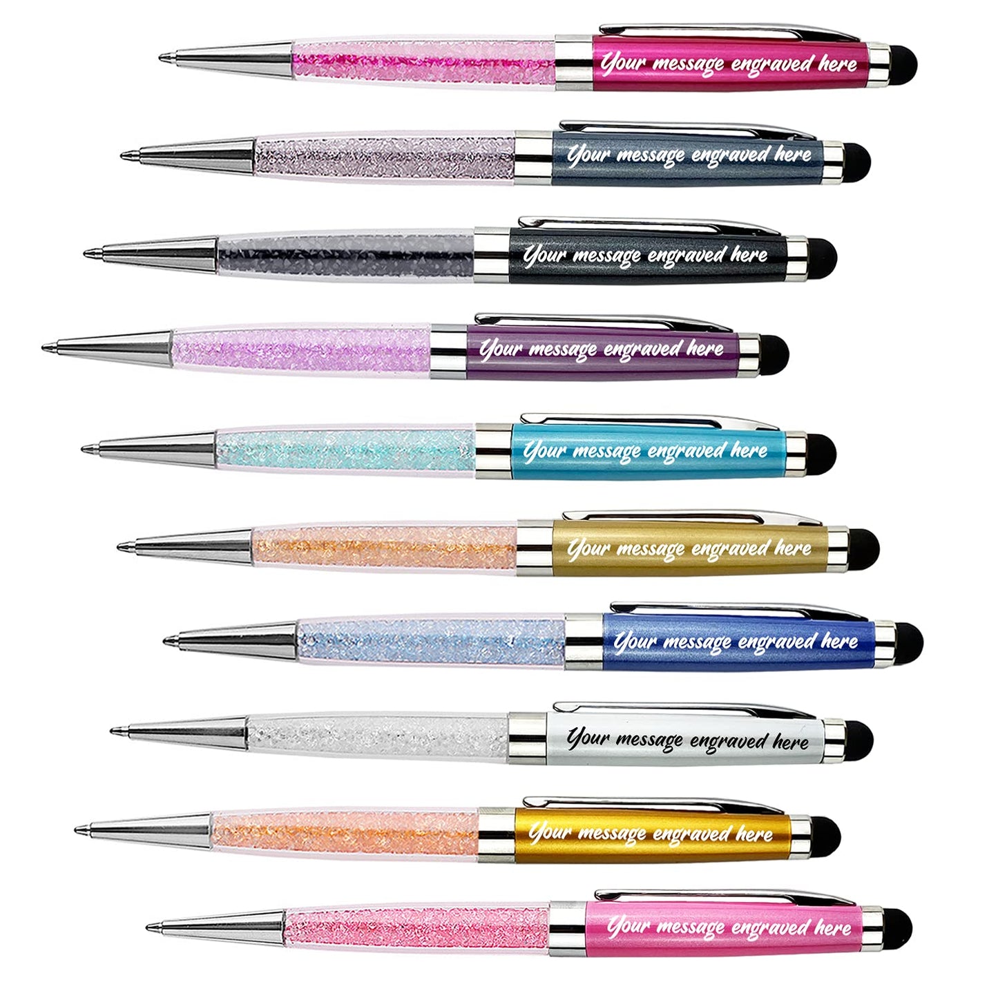 Ancolo Personalized Ballpoint Pens with Stylus Tip Stylish Crystal Pens