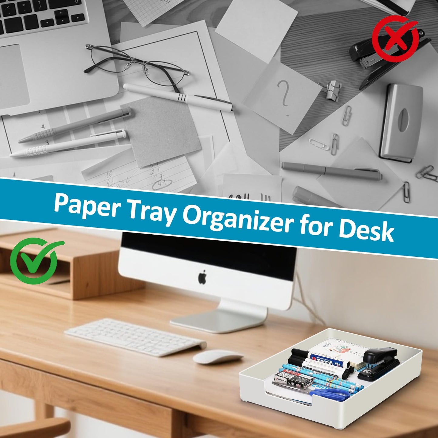 Paper Tray, 1-Pack Letter Tray, Desk Tray Organizer, Plastic A4 Letter-Size Printer Paper Holder
