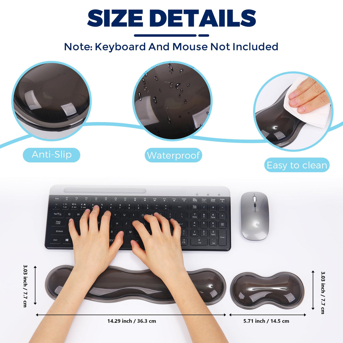 ABRONDA Gel Wrist Rest for Keyboard and Mouse, Wrist Rest for Keyboard, Mouse Wrist Support, Pain