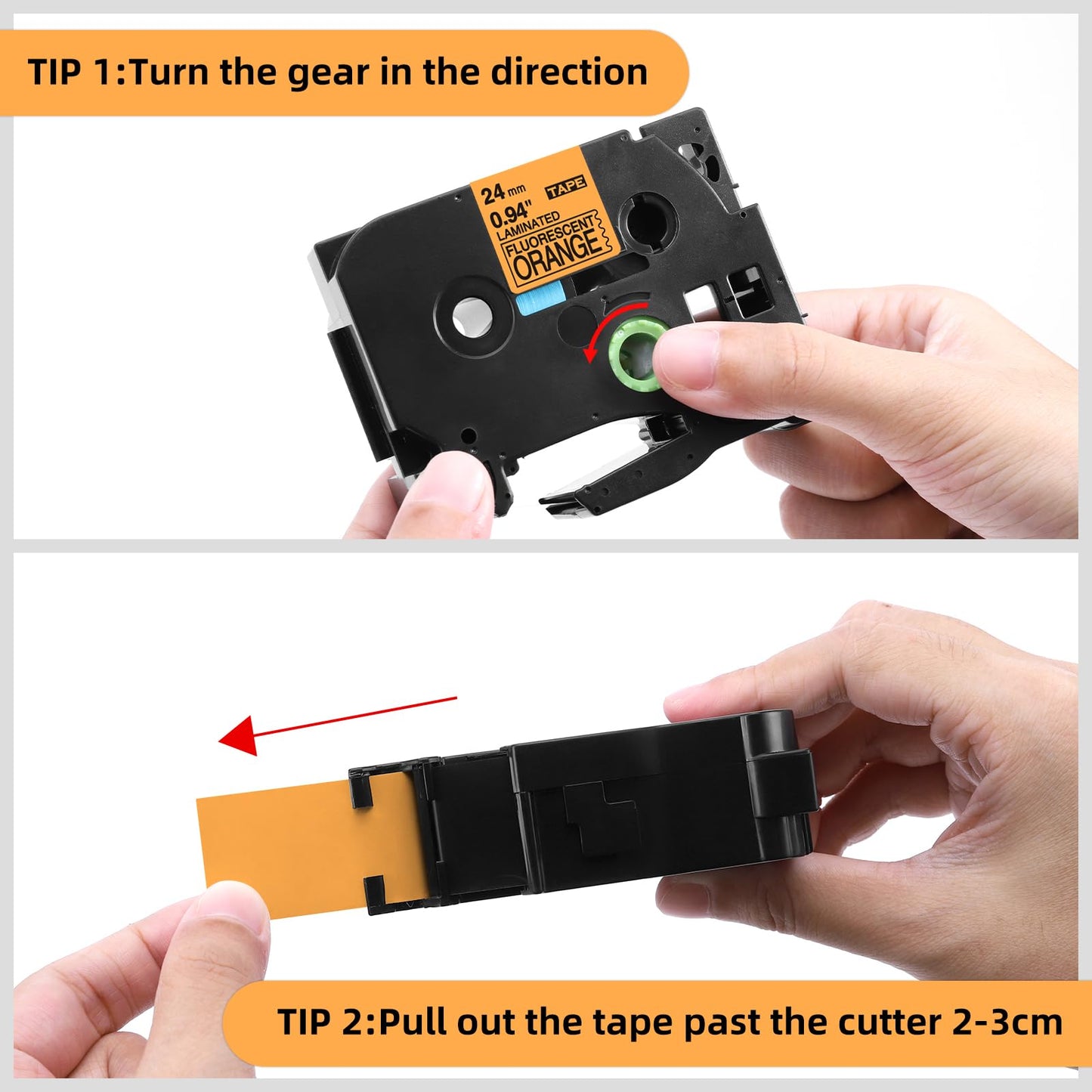 24mm 1" Black on Orange Label Tape Compatible with Brother P-Touch TZe-B51