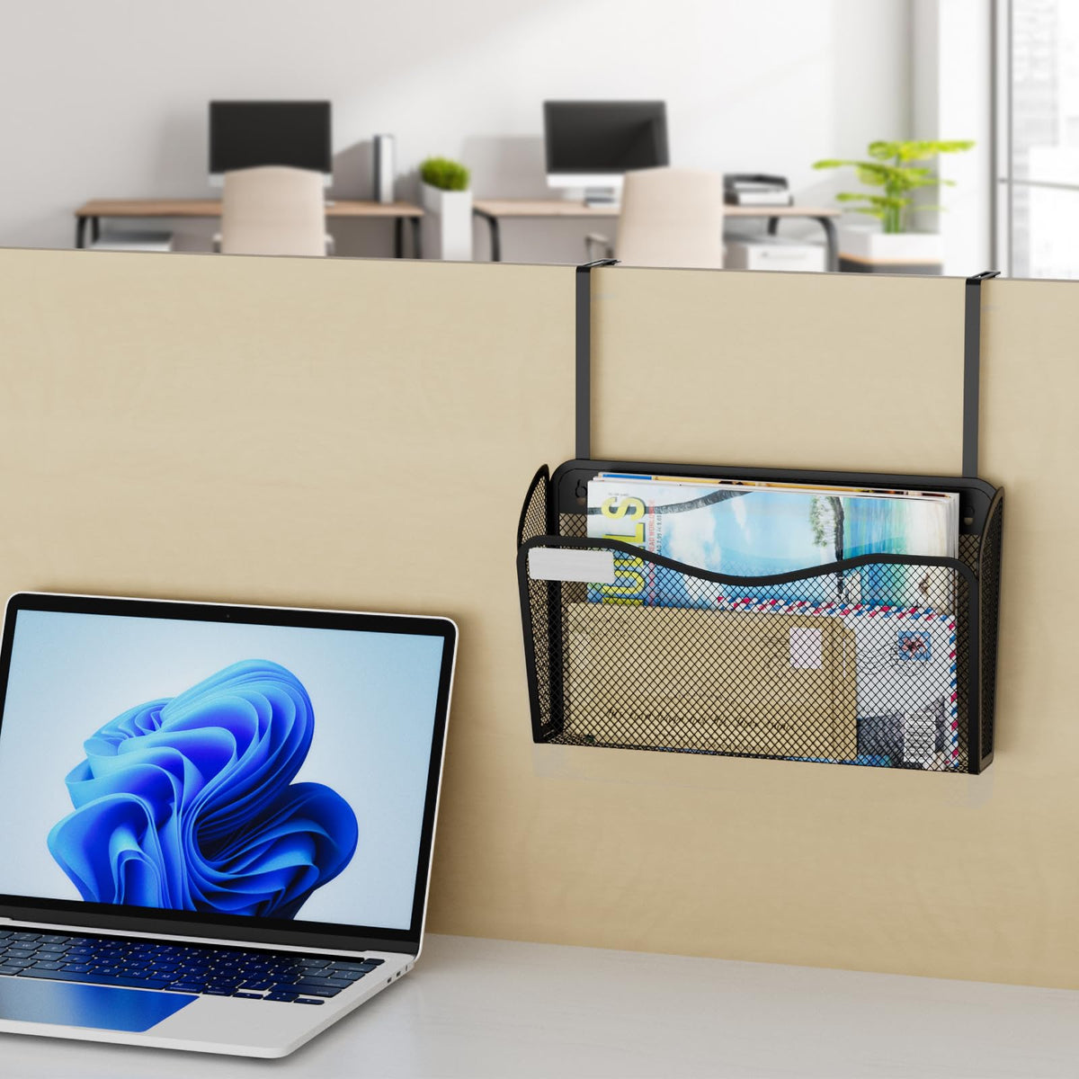BOHDK Wall File Organizer, 1Single Pockets Mesh Hanging File Organizer, Mount Document Magazine