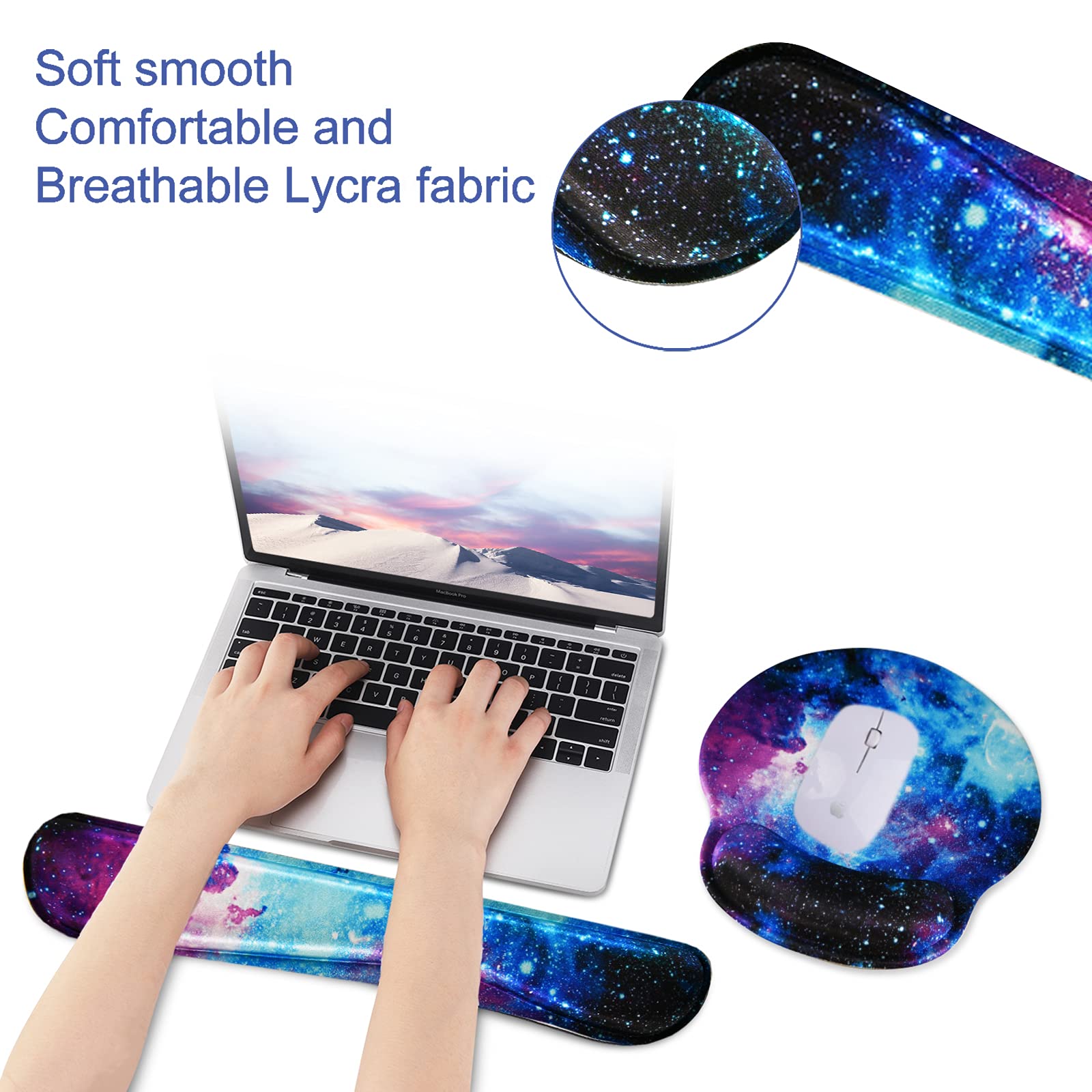 Mouse Pad Keyboard Wrist Rest, Gel Non Slip Rubber Wrist Support Rest Mouse Pad for Home Office