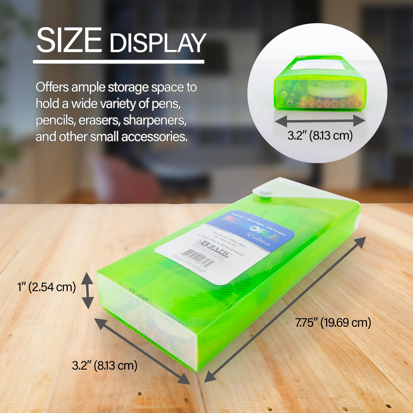 BAZIC PRODUCTS Translucent Slider Pencil Case, 36-Case