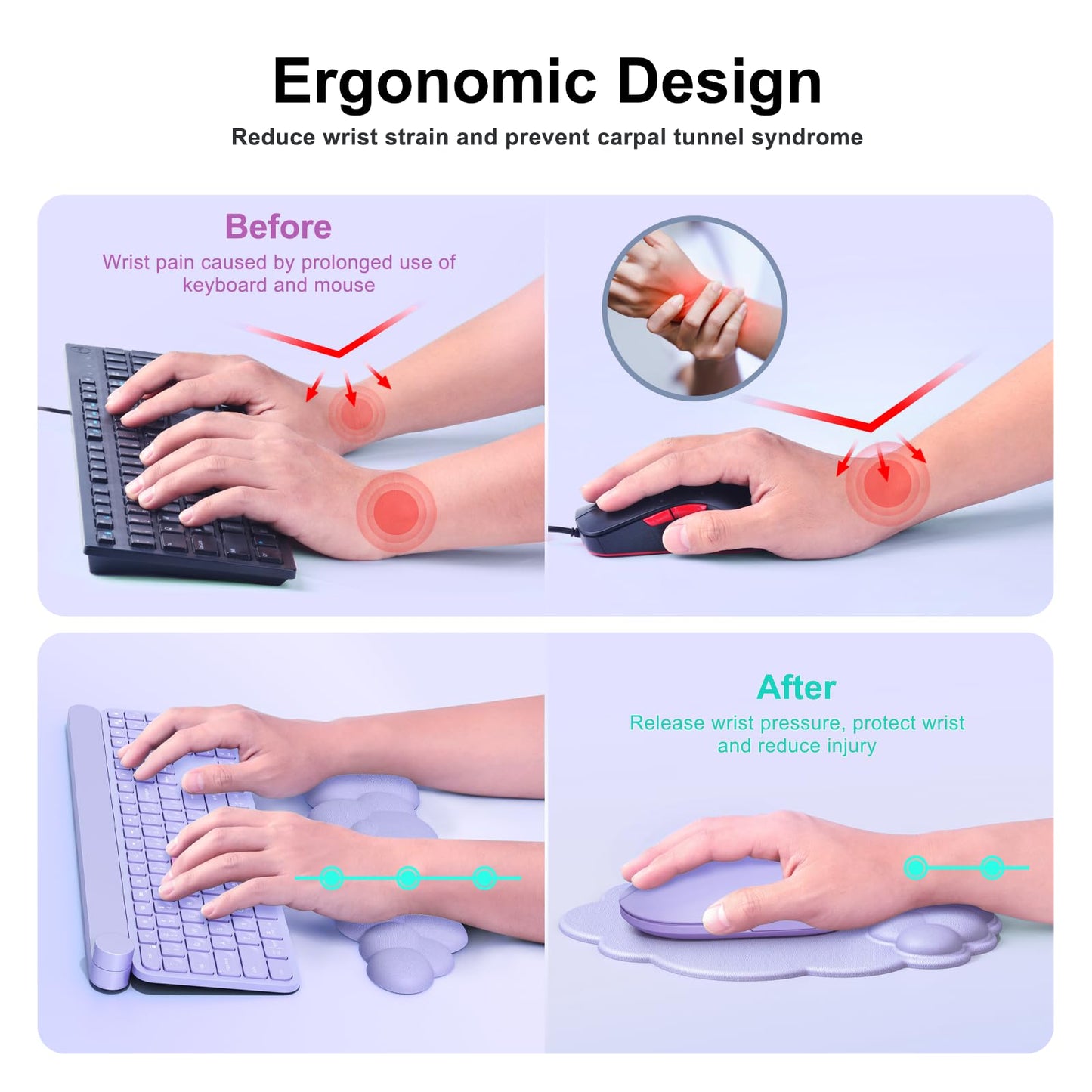 MOKURU Cloud Mouse Pad with Wrist Rest, Cloud Keyboard Wrist Rest, Mouse Pad Wrist Support