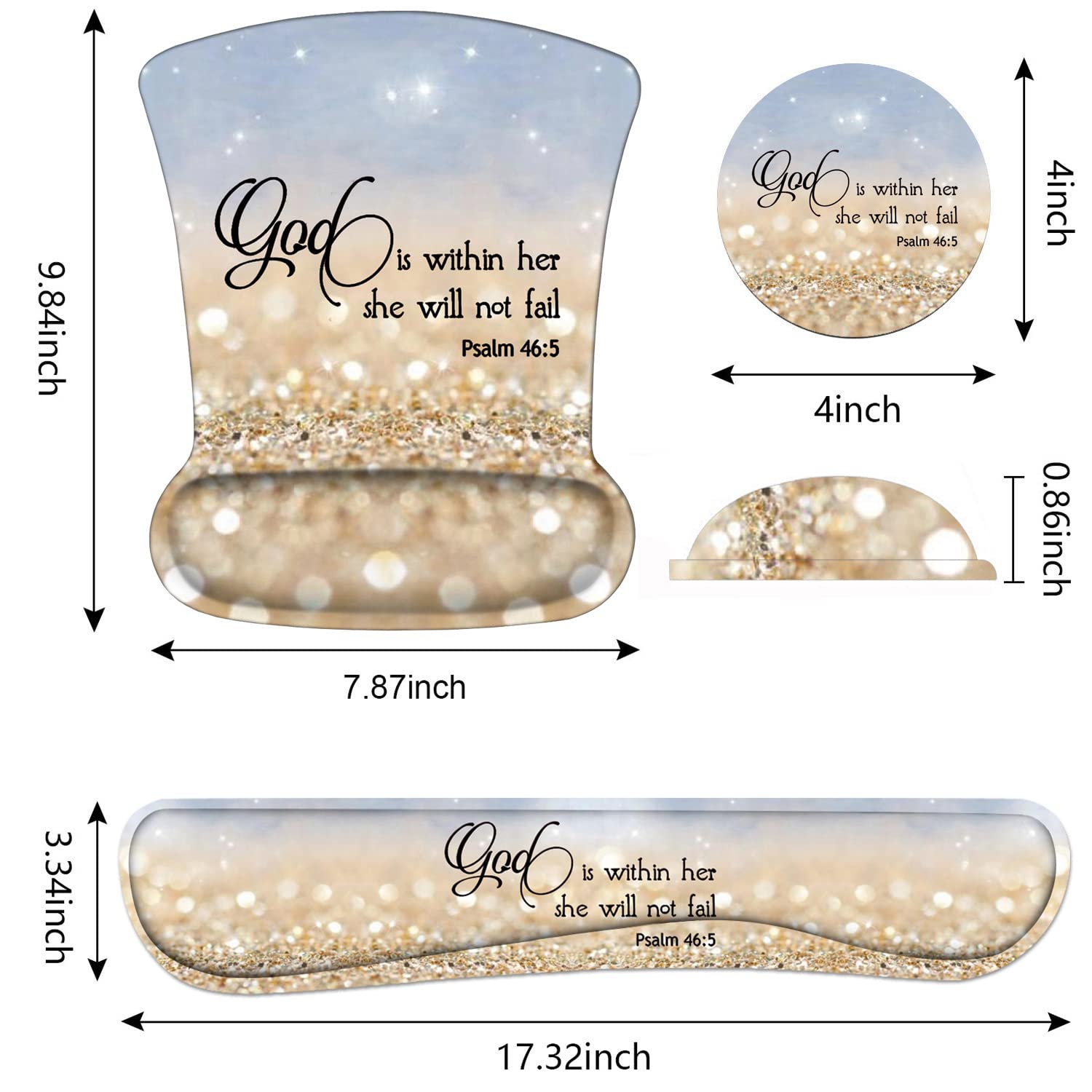 Keyboard Wrist Rest and Mouse Pad Wrist Support Set with Cute Coasters, Non-Slip PU Base Ergonomic