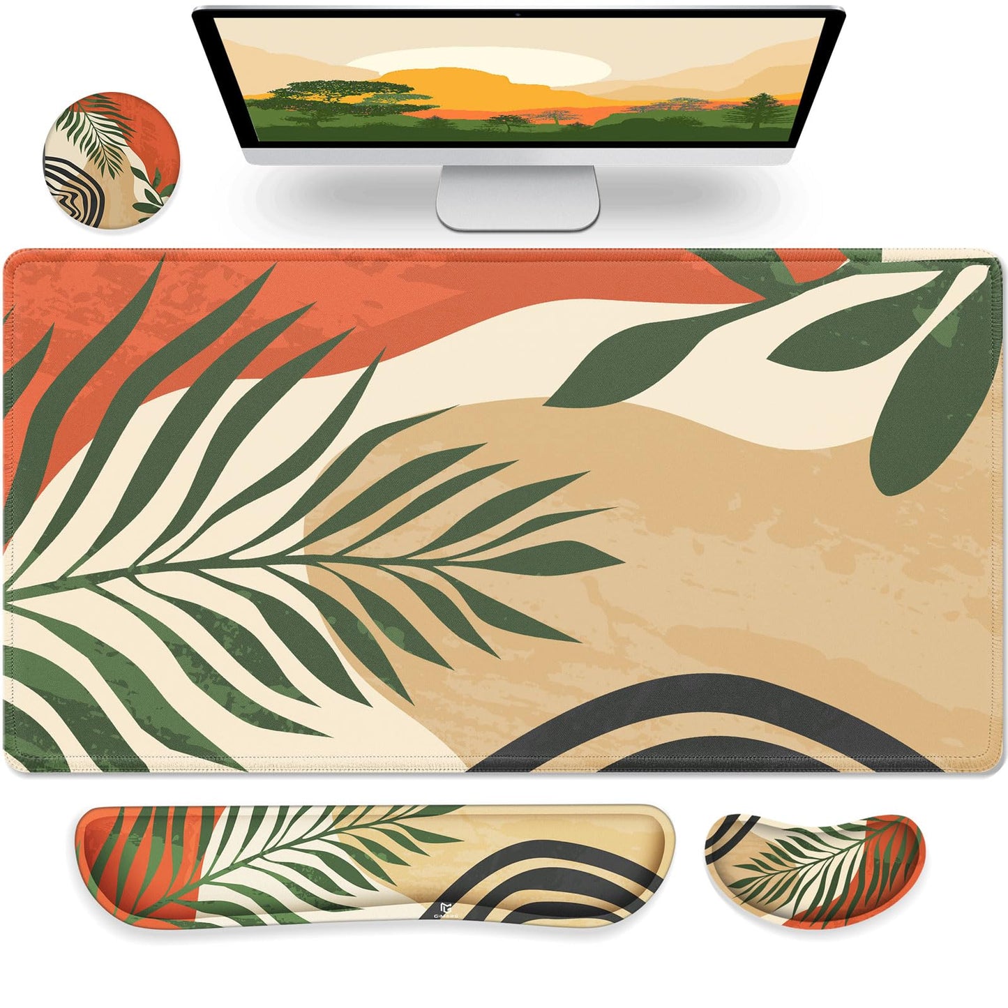 Gimars 4 in 1 Mouse Pad and Keyboard Wrist Rest Set, Large Mouse Pad with Memory Foam Wrist Support