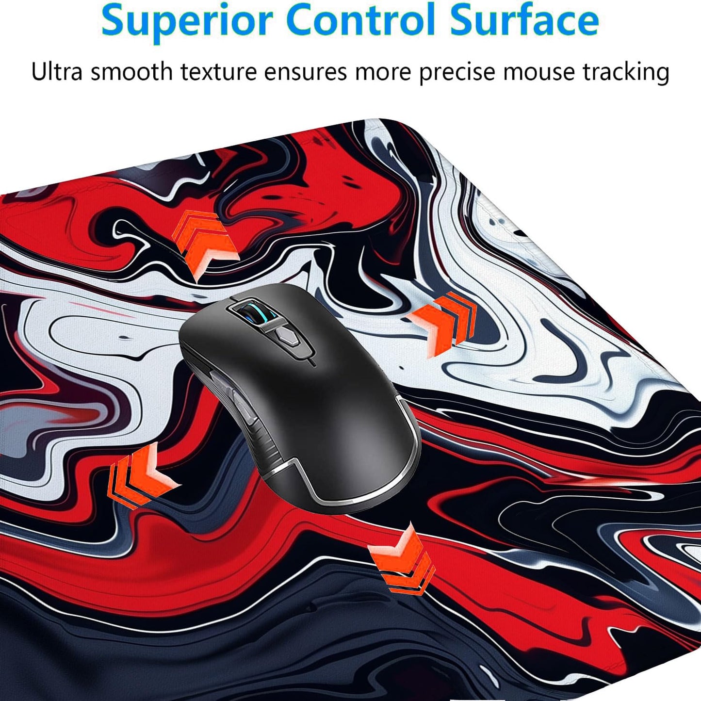 Red Marble Fluid Gaming Mouse Pad Desk Pad Abstract Black White Mousepad XL Large Gaming Mouse Pad