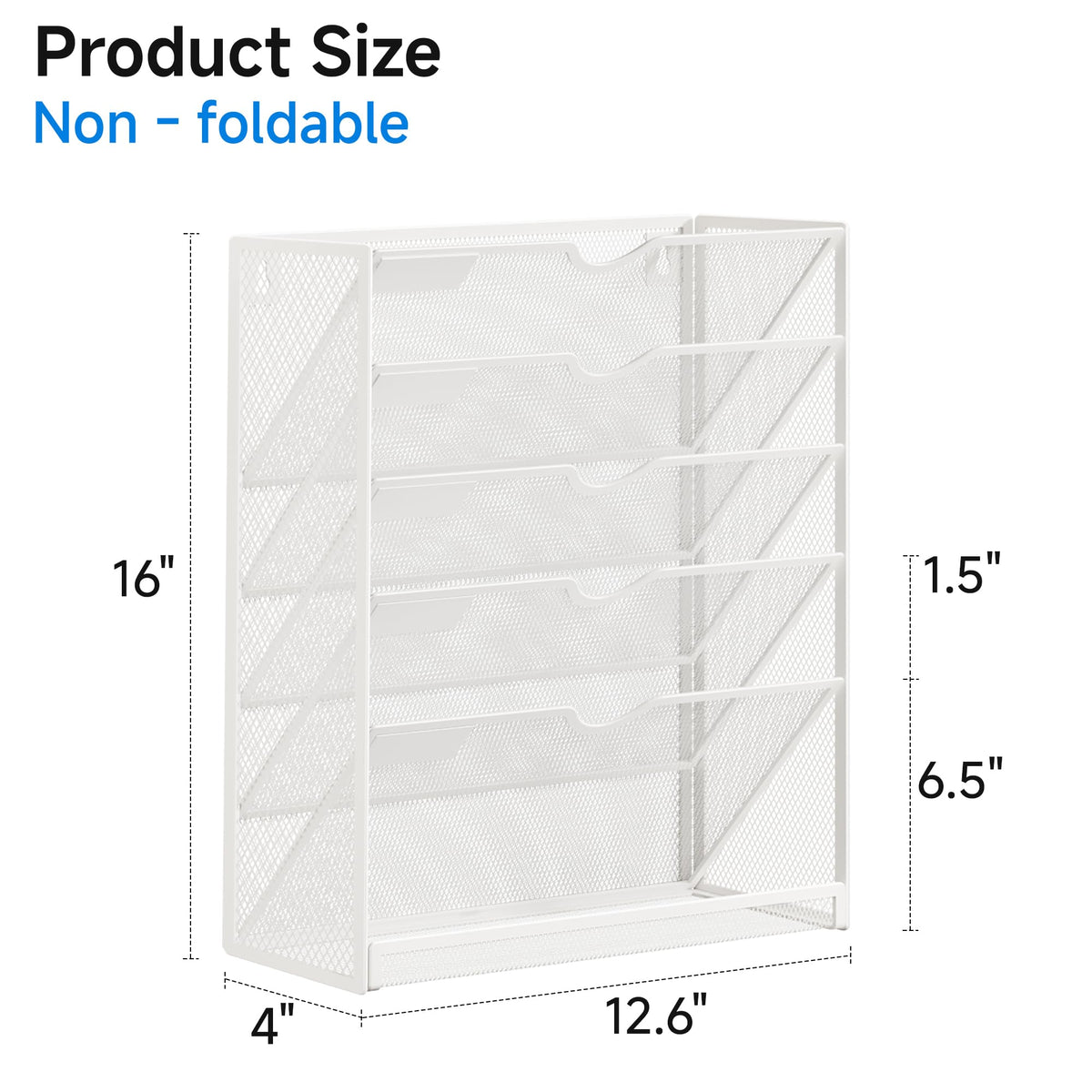 Lavatino 6-Tier Hanging File Organizer with Hooks – No Installation Needed, Wall-Mounted File &