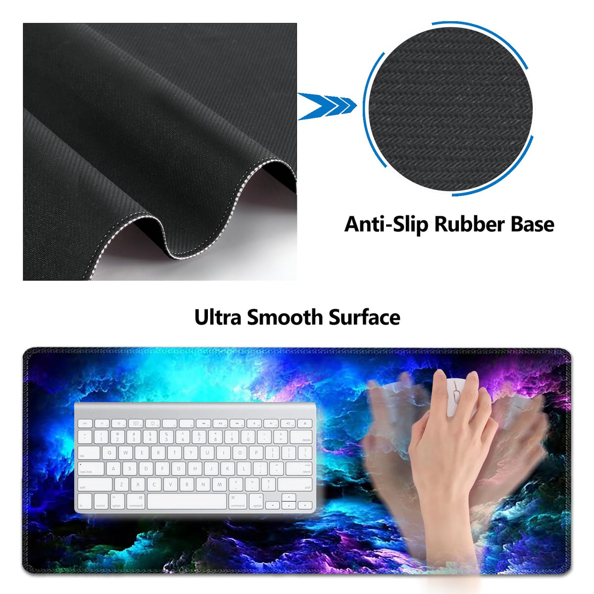 AIMSA Keyboard Mouse Pad Wrist Rest Set, Extended Desk Mat+ Ergonomic Mouse Pad with Wrist Rest+