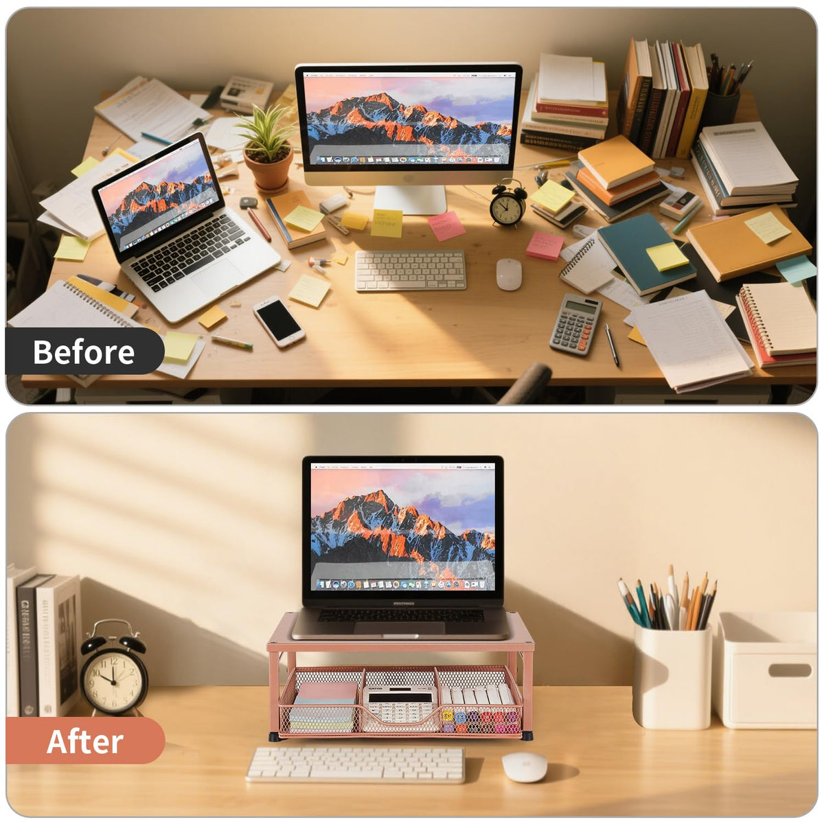 Gugsey Computer Monitor Stand for Desk, Small Laptop Stand Riser, Broze