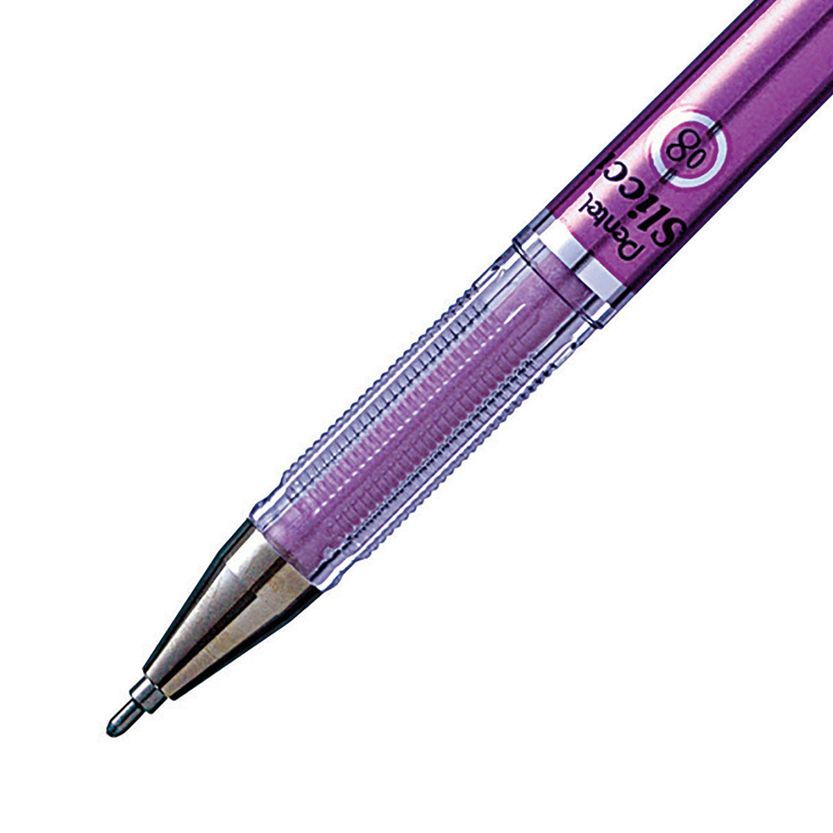 Pentel Arts Slicci Metallic 0.8 mm Needle Tip Gel Pen, Metallic Violet Ink, Box of 12 (BG208-MV)