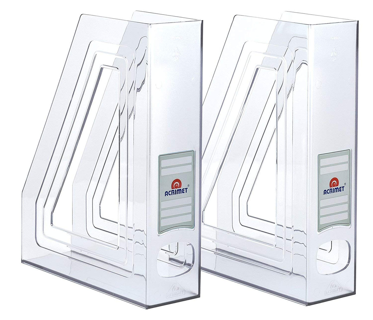 Acrimet Magazine File Holder, Vertical Desk Organizer, Clear, 2 Pack