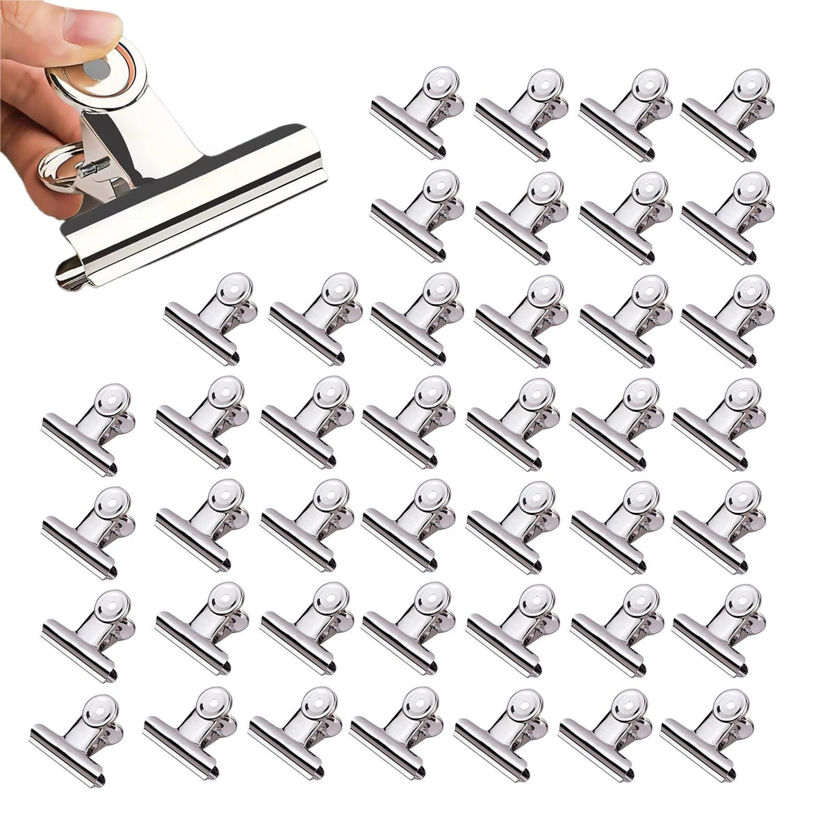 Extra Large Bulldog Clips, 36 Pack, 3.54 Inch, Silver, 90 mm, Food Clip, Chip Clip, Binder Clips