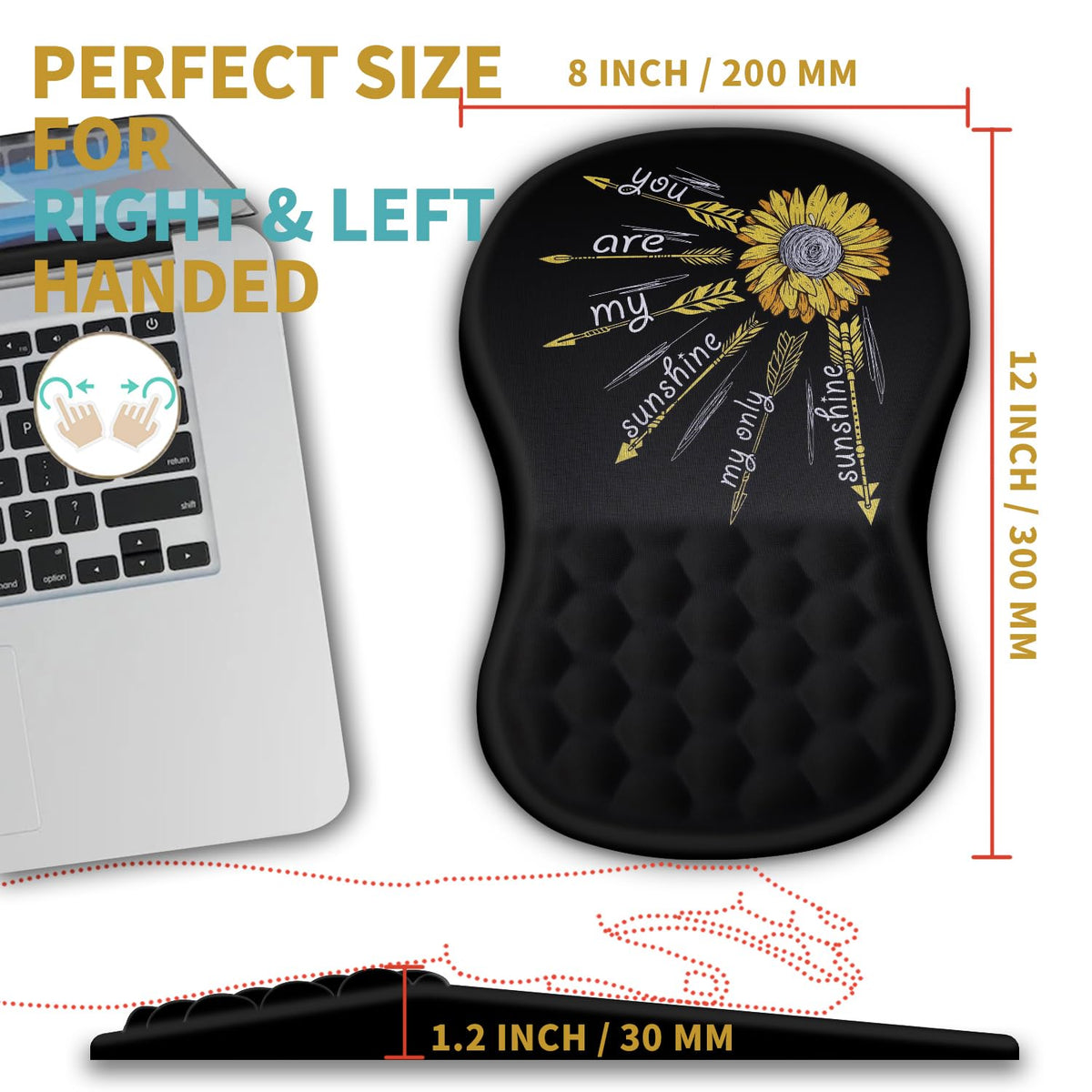 Hokafenle Ergonomic Mouse Pad Wrist Support with Massage Design, Wrist Rest Pain Relief Mousepad