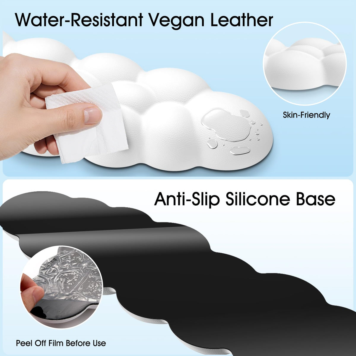 Retuhapy Cloud Wrist Rest Keyboard Cushion and Cloud Mouse Pad, White