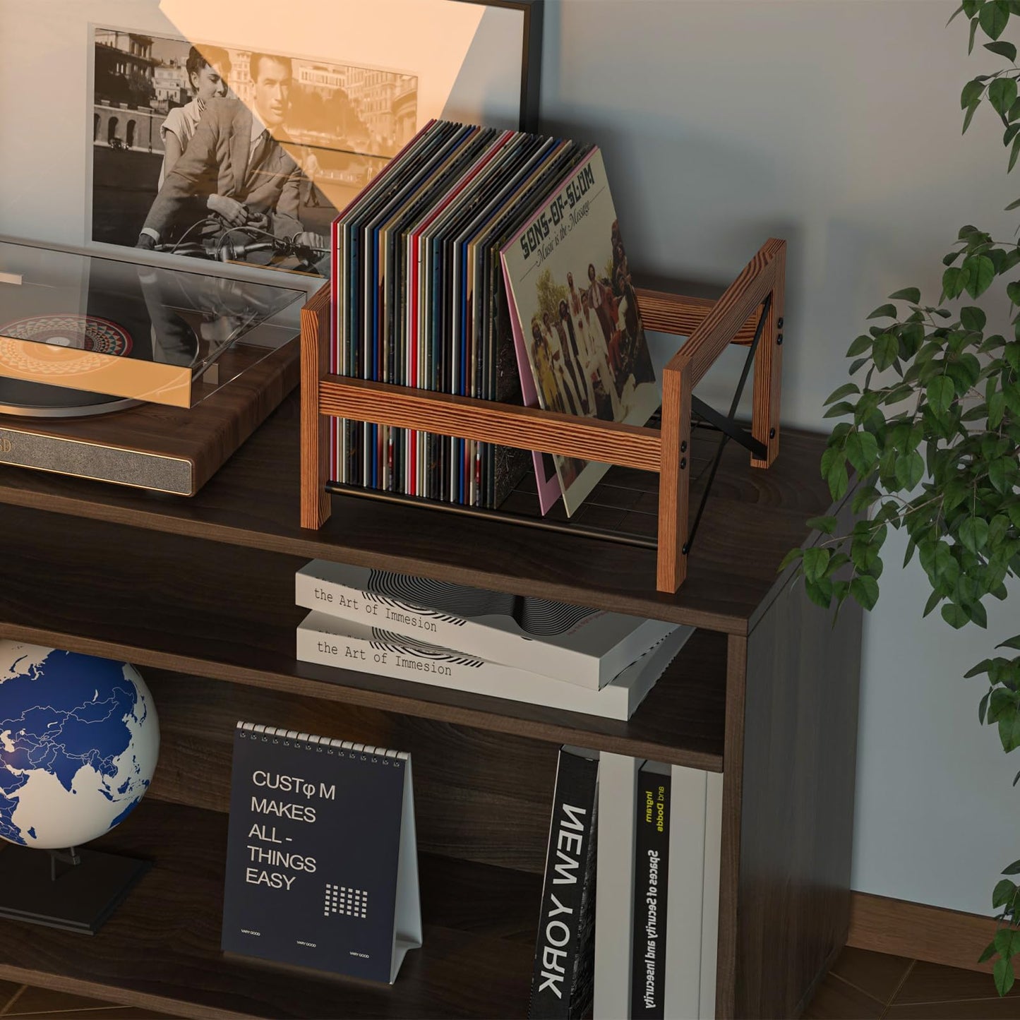 X-cosrack Vinyl Record Holder – 1 Pack Only – Fits 7"–12" Albums, Holds 50–100 Records, DVDs, or