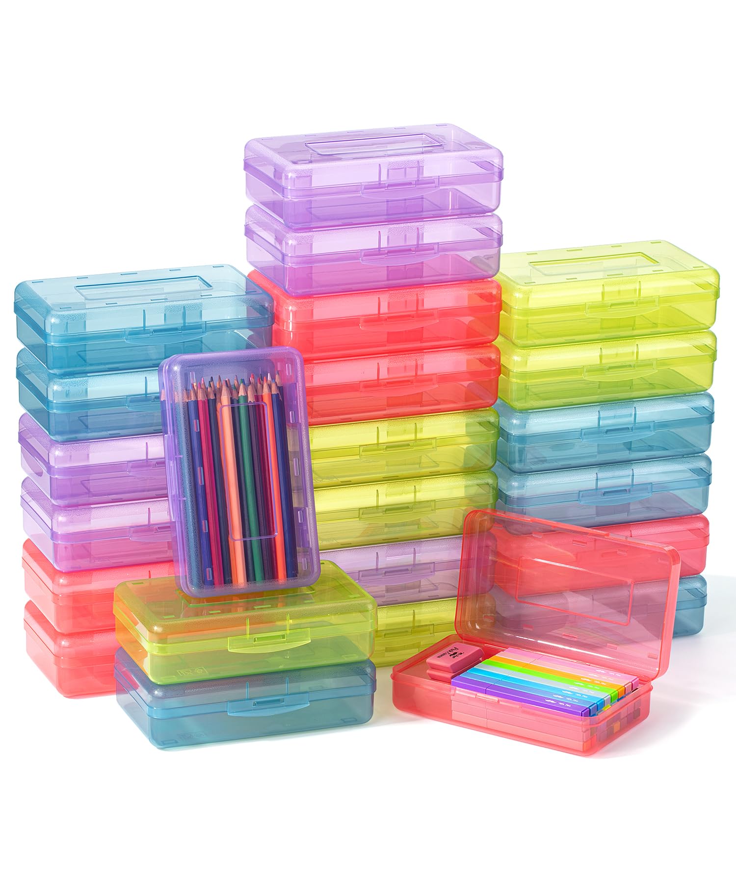 Mr. Pen- Plastic Pencil Case Box, 24 Pack