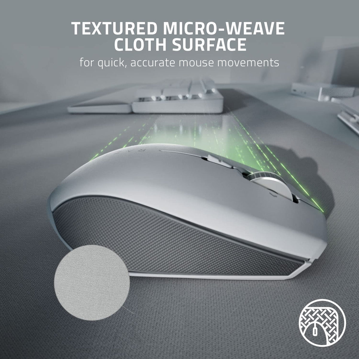 Razer Pro Glide Soft Mouse Mat, Textured Micro-Weave Cloth, White, XXL