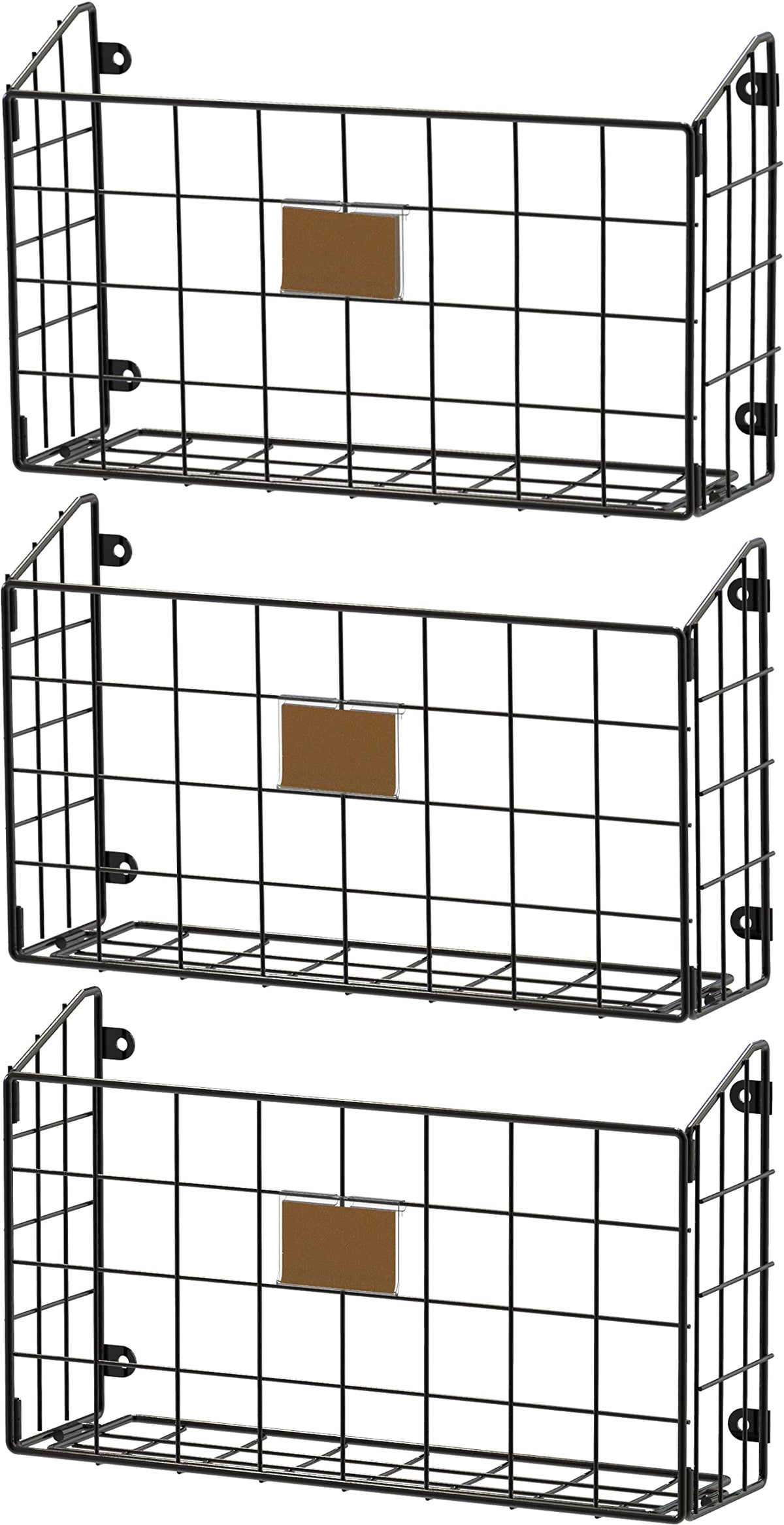 Simple Houseware Grid Wall Mount Single Pocket File Holder, 3-Pack, Black