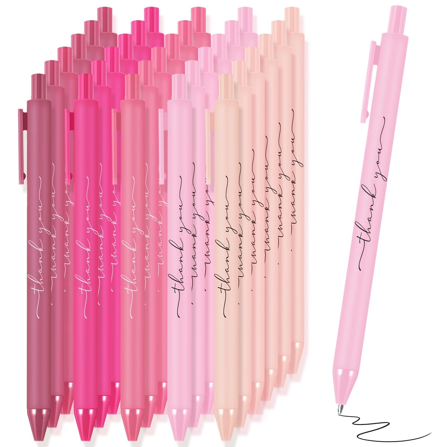 Dispowreath 50 Pcs Thank You Pen Bulk Cute Server Ballpoint, Pink