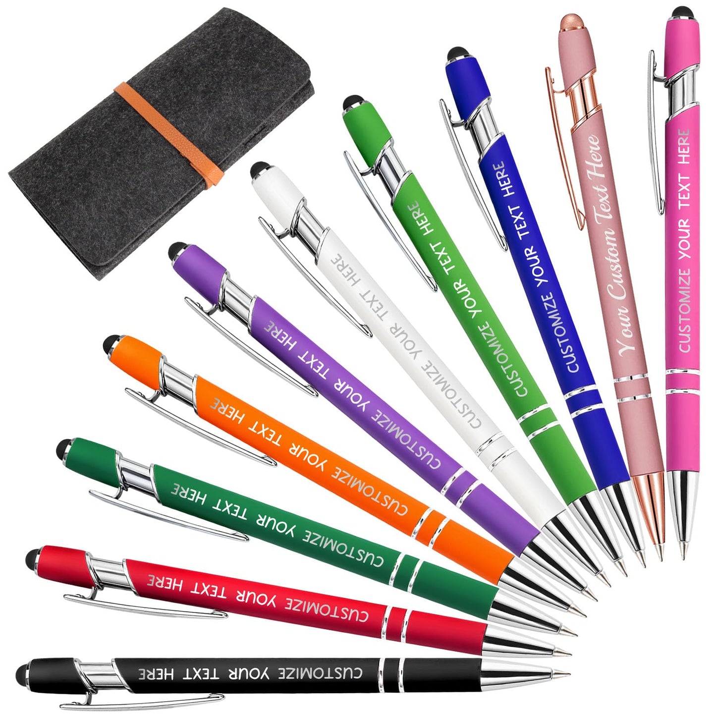 Yananka 12 Pc Custom Pens, Stylus with Free Engraving, Business Name Text Message Pens for