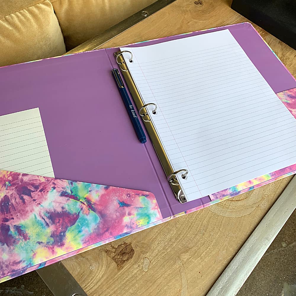 Steel Mill & Co. 1-Inch Hardcover 3 Ring Binder, Tie Dye