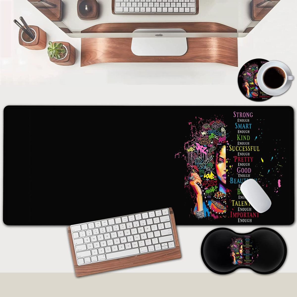 Large Mouse Pad, Extended Office Desk Pad 31.5x11.8in,Ergonomic Memory Foam Mouse Wrist Rest
