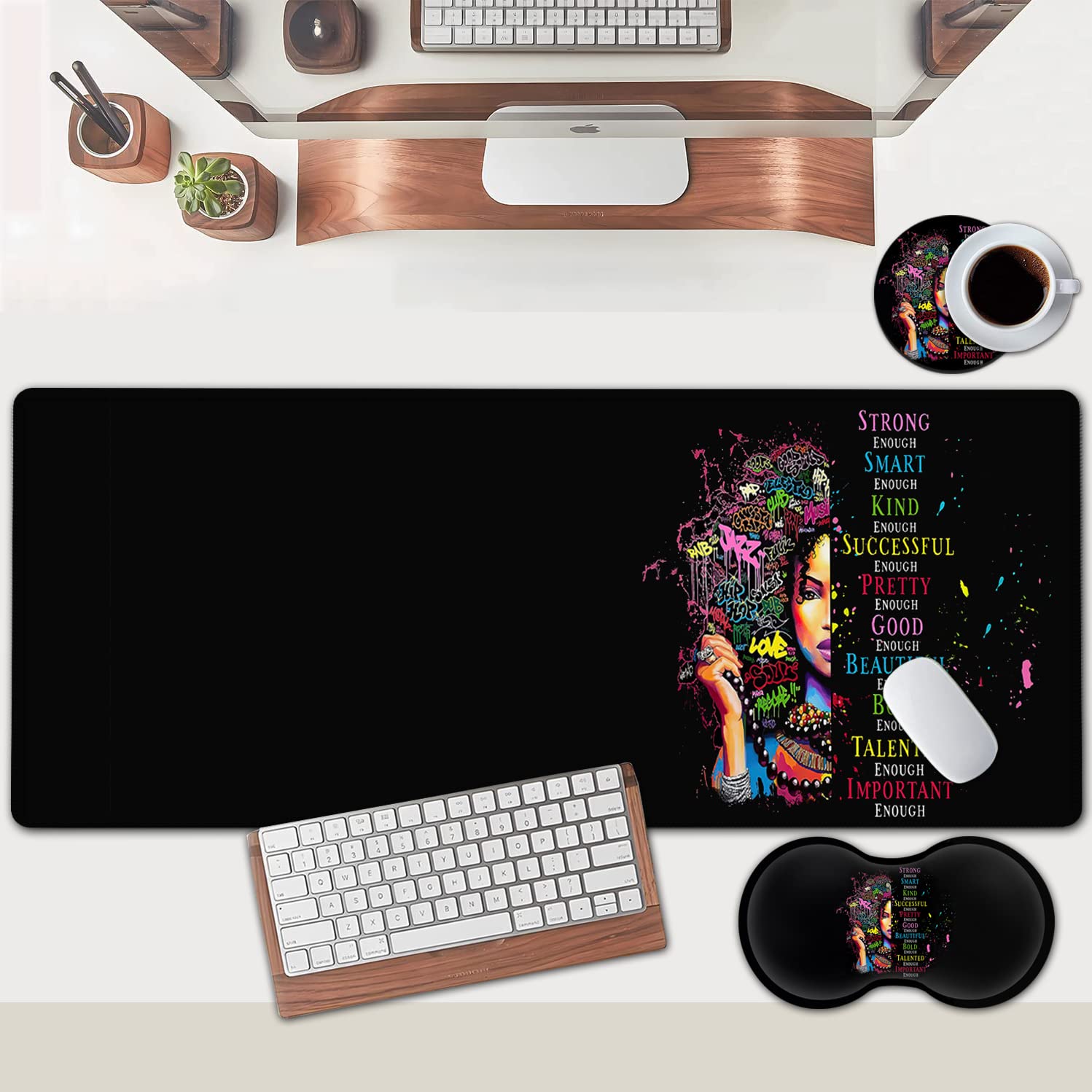 Large Mouse Pad, Extended Office Desk Pad 31.5x11.8in,Ergonomic Memory Foam Mouse Wrist Rest