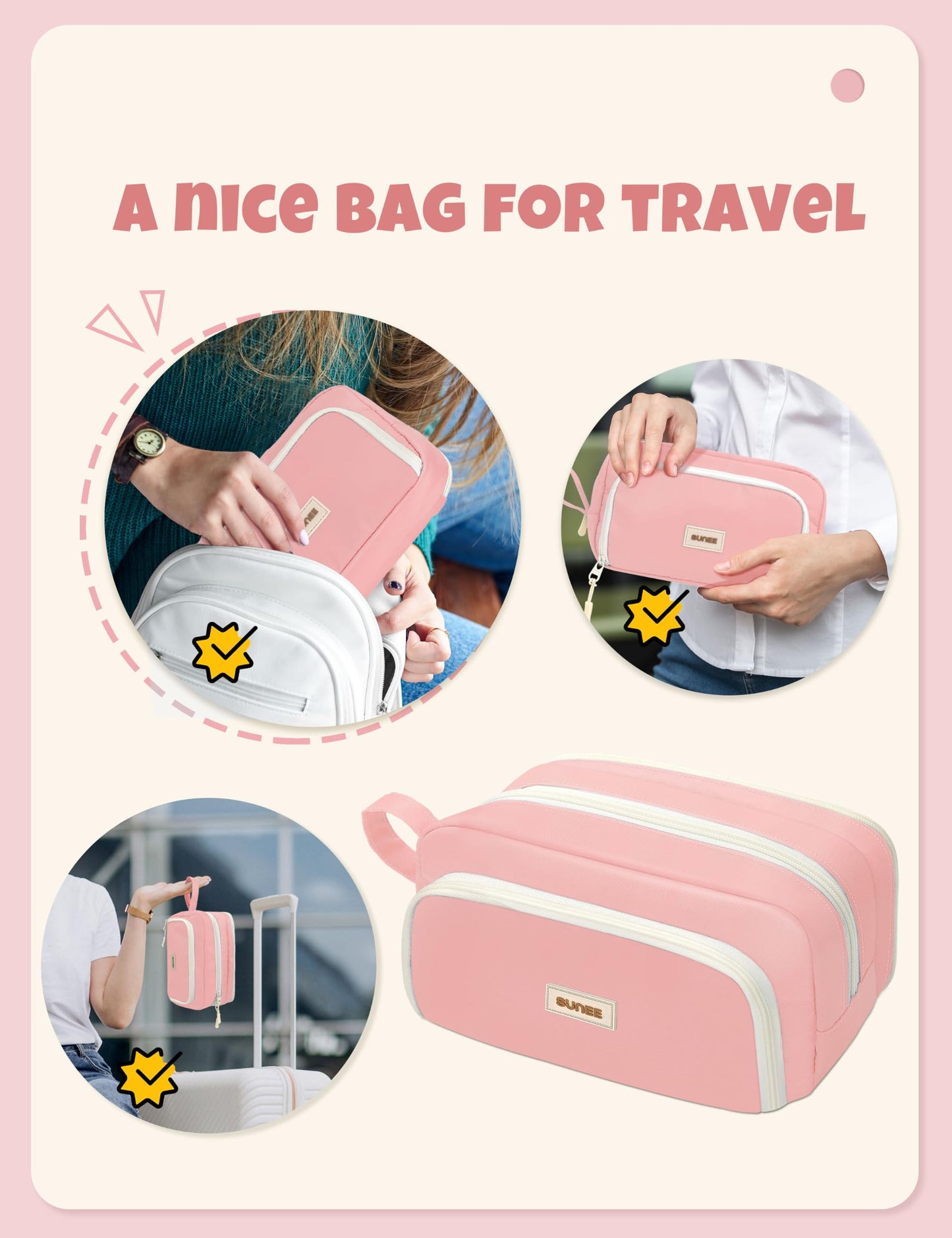 SUNEE Large Pencil Case, Big Capacity Pen Pouch with 3 Compartments, Kawaii Cute Pencil Bag with