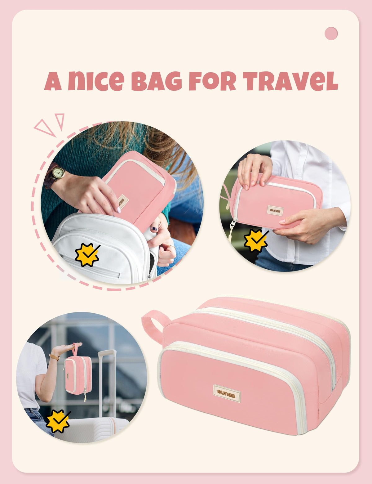 SUNEE Large Pencil Case, Big Capacity Pen Pouch with 3 Compartments, Kawaii Cute Pencil Bag with