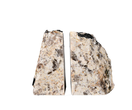 AMOYSTONE Black Tourmaline Stone Bookends for Home Kitchen Shelf Decor