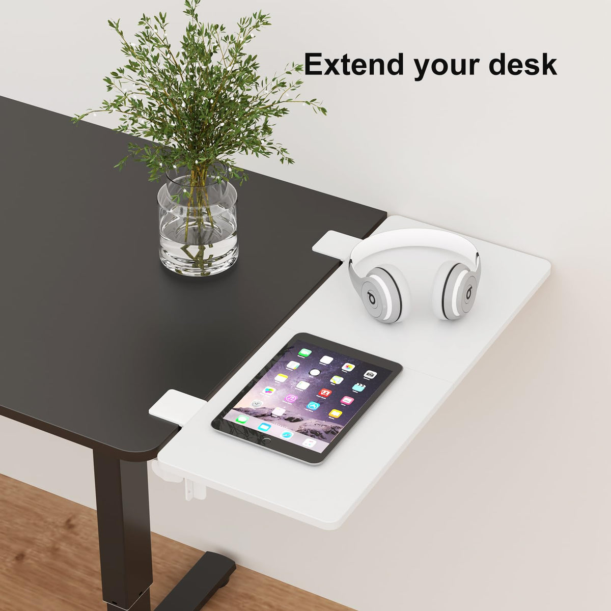 Suptek Clamp-on 9.5 x 23.6 inch Desk Extender, Wrist Support, Foldable Keyboard Tray Platform