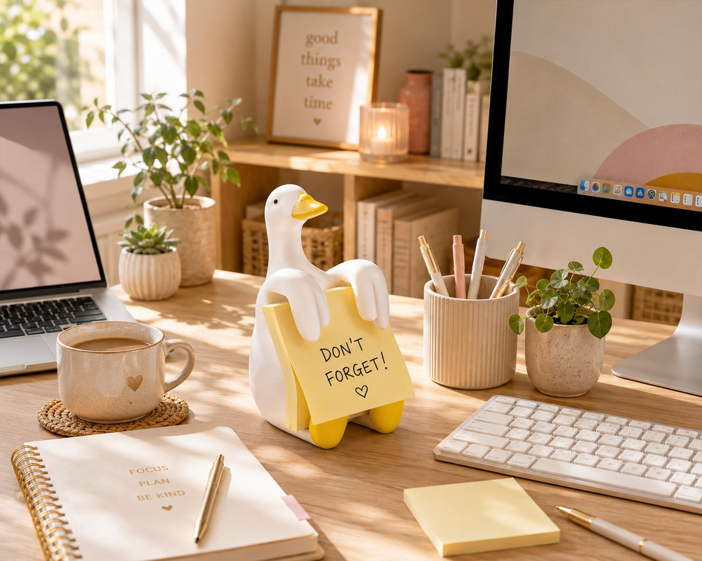 HORTIX Silly Goose Pop-Up Sticky Note Dispenser for 3 x 3 in Notes, Yellow