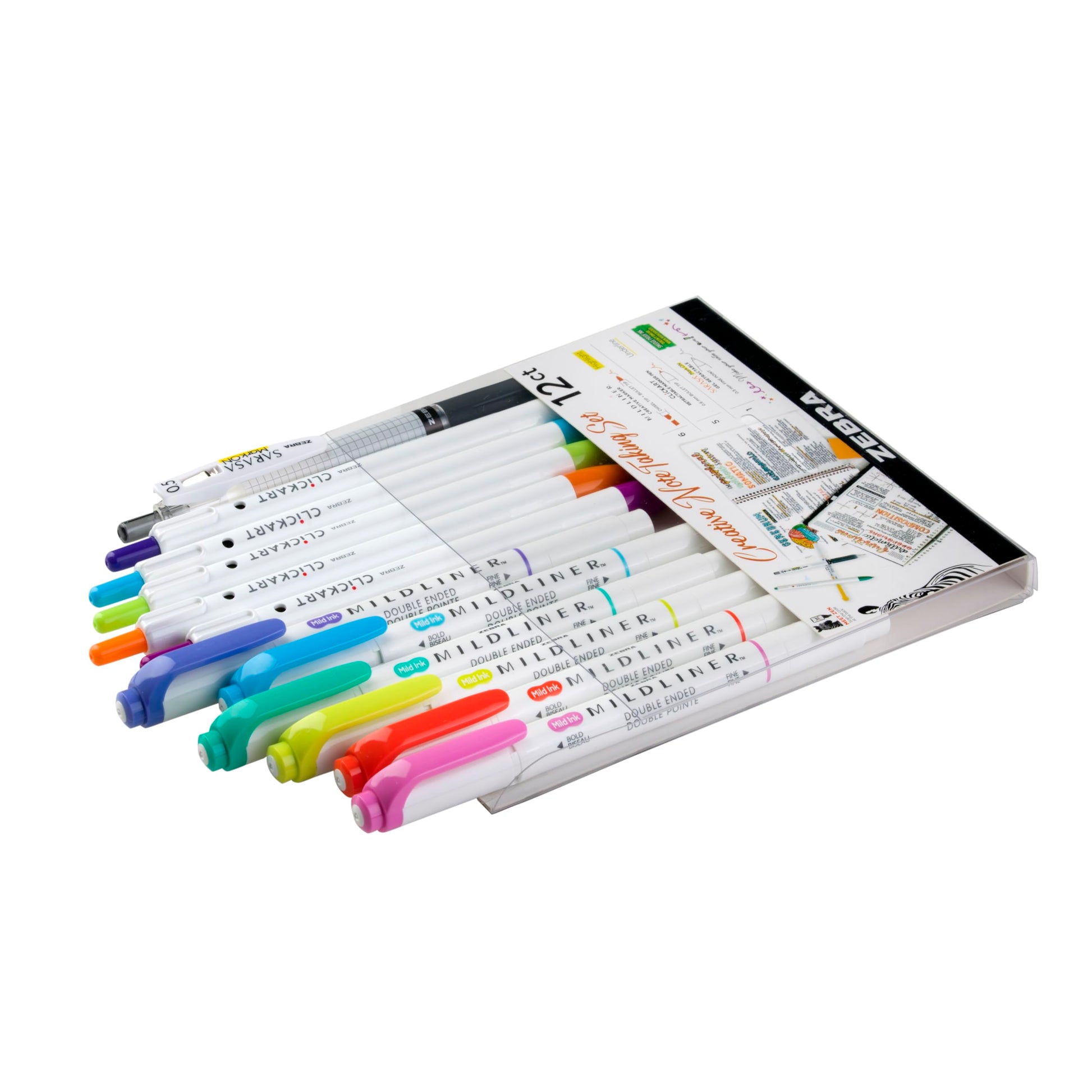 Zebra Pen Notetaking Set, MILDLINER, CLiCKART & SARASA, Assorted, 12-Pack