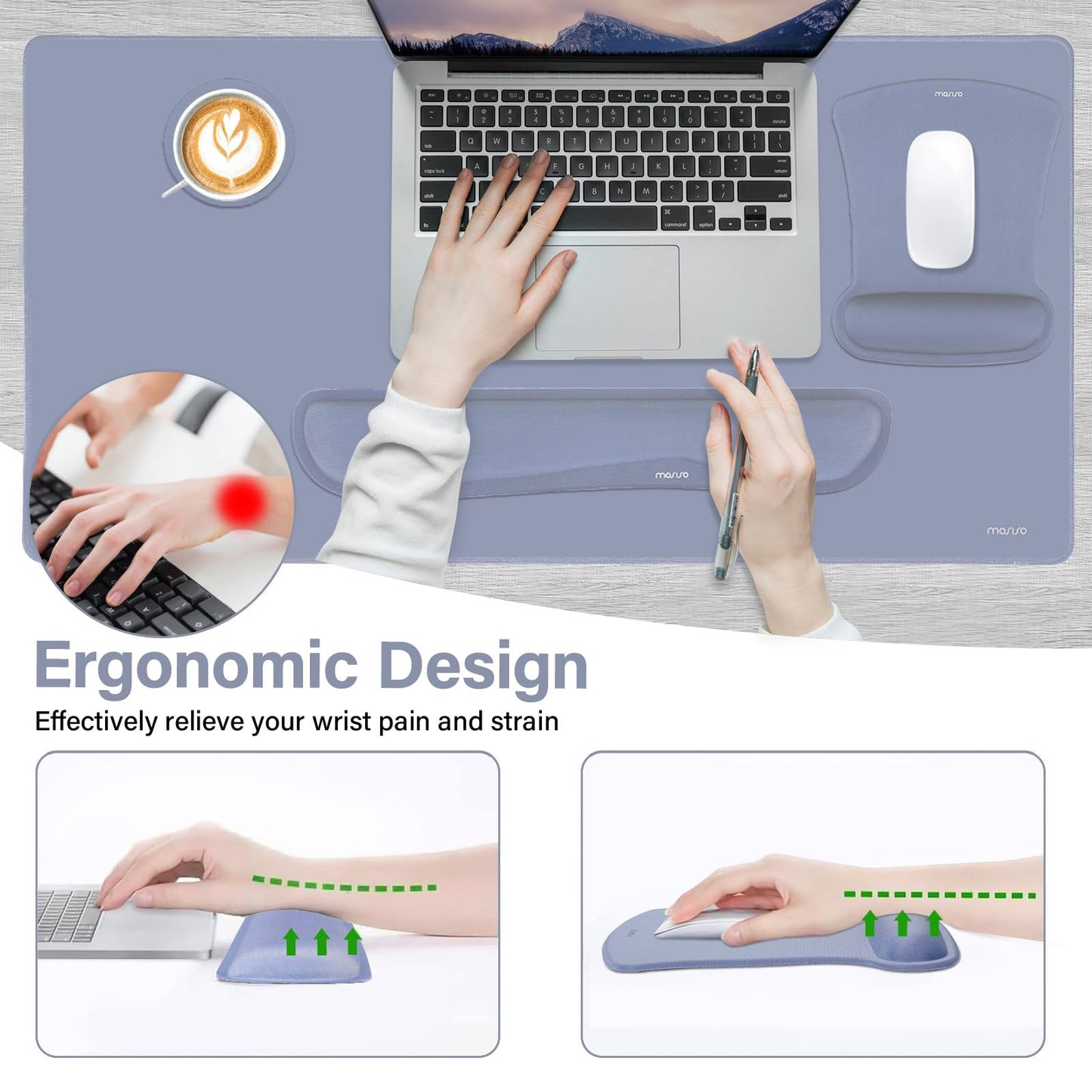 MOSISO Keyboard Mouse Pad Set, Large Gaming Mousepad&Keyboard Wrist Rest