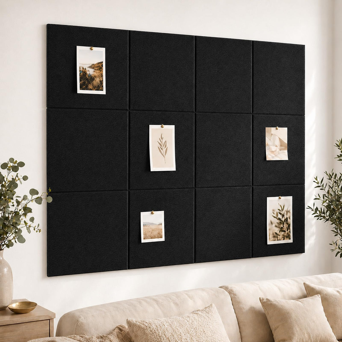 Baysola Felt Bulletin Board Tiles, Cork Board Alternative, 48 x 36 in