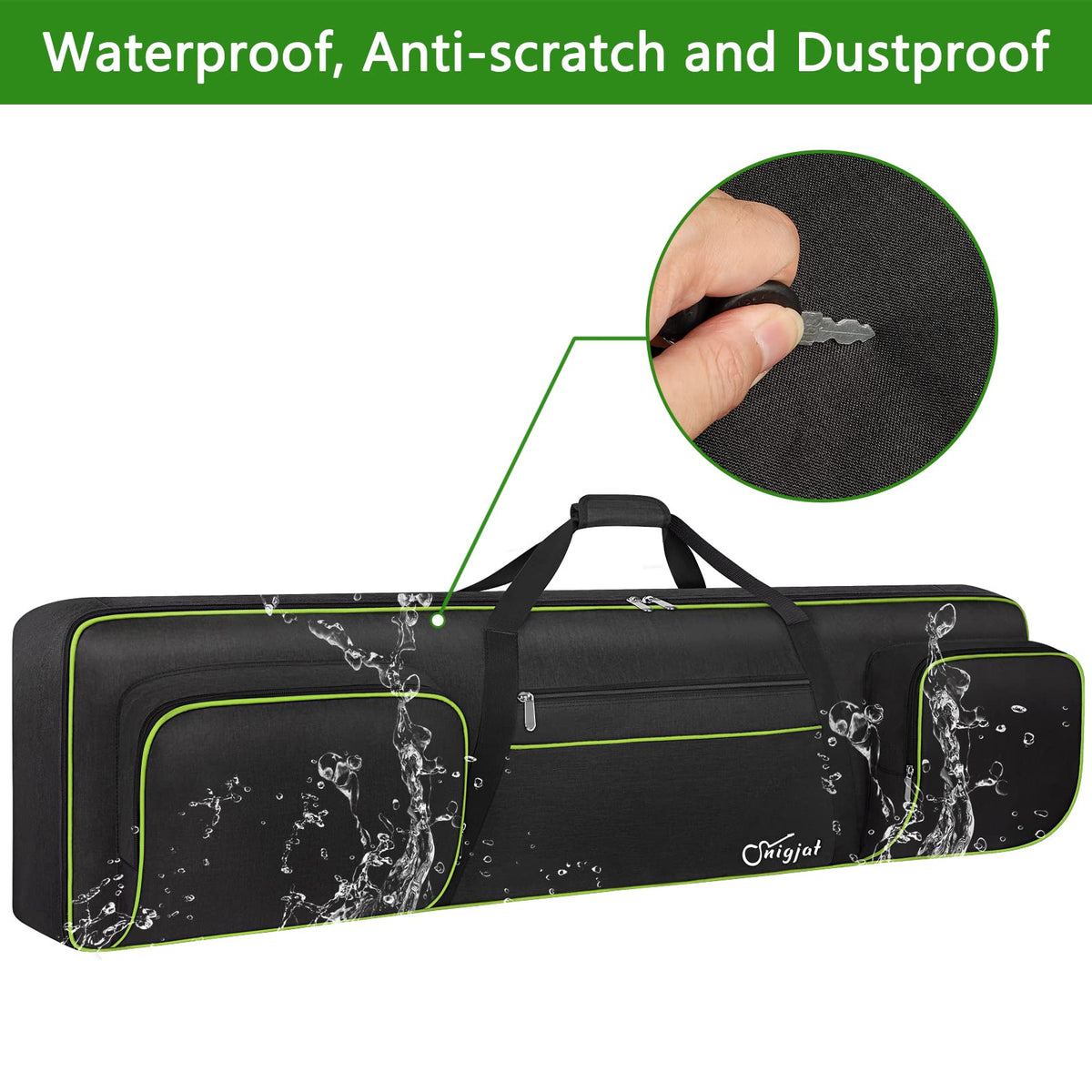 SNIGJAT 88 Key Keyboard Case Soft with Padded Shoulder Straps, Green