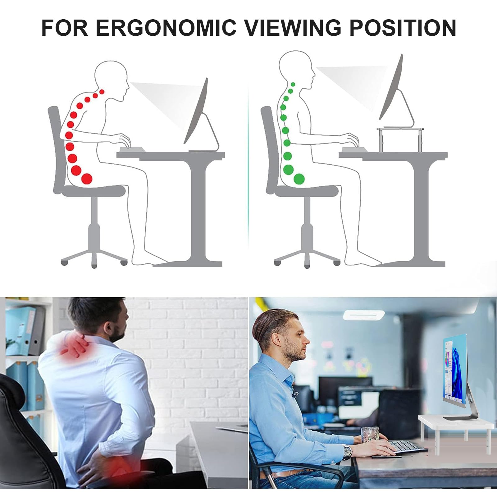 WALI Computer Monitor Stand for Desk, Adjustable Laptop Riser, up to 44 lbs