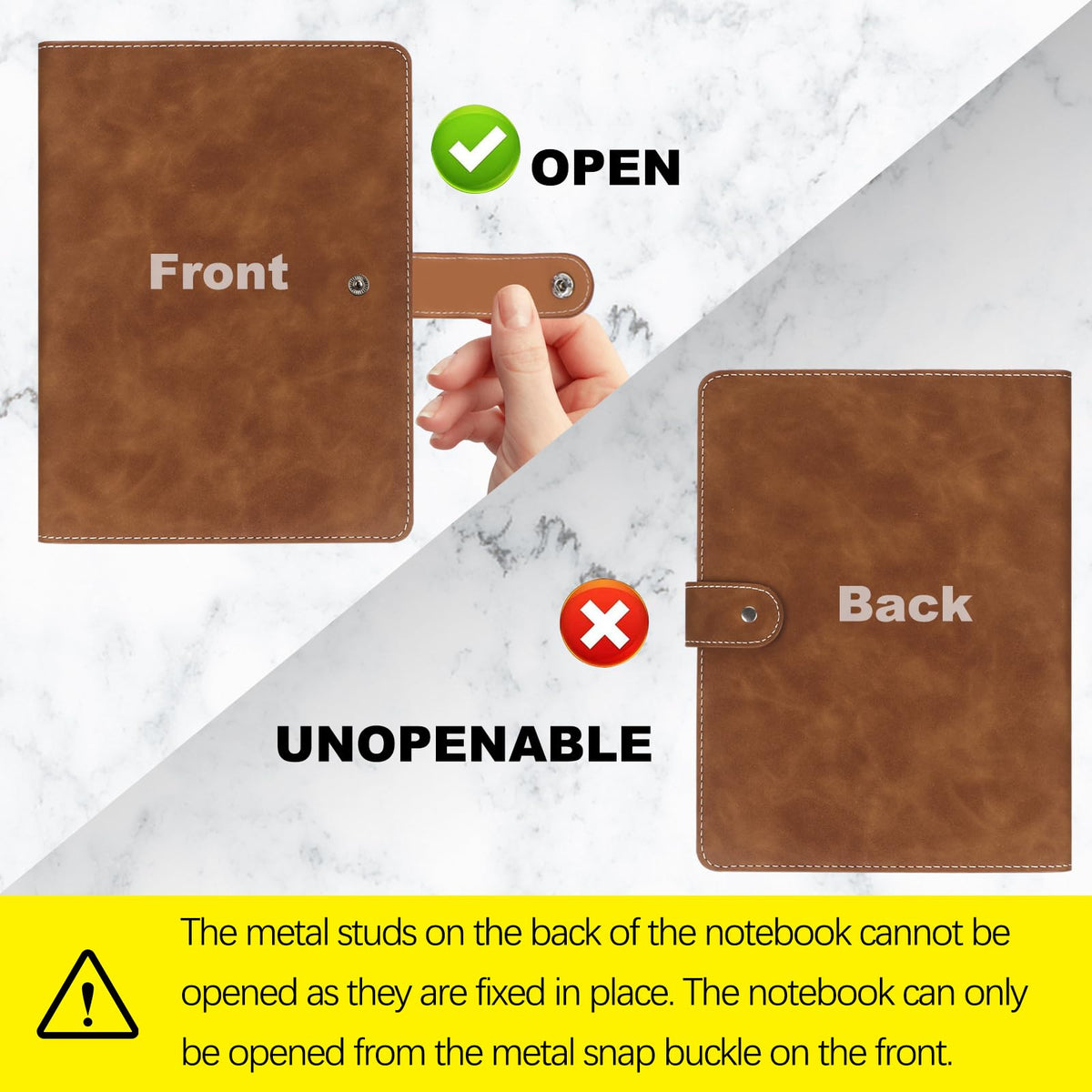 FYY A5 Binder Refillable Planner Notebook 6 Ring, Brown