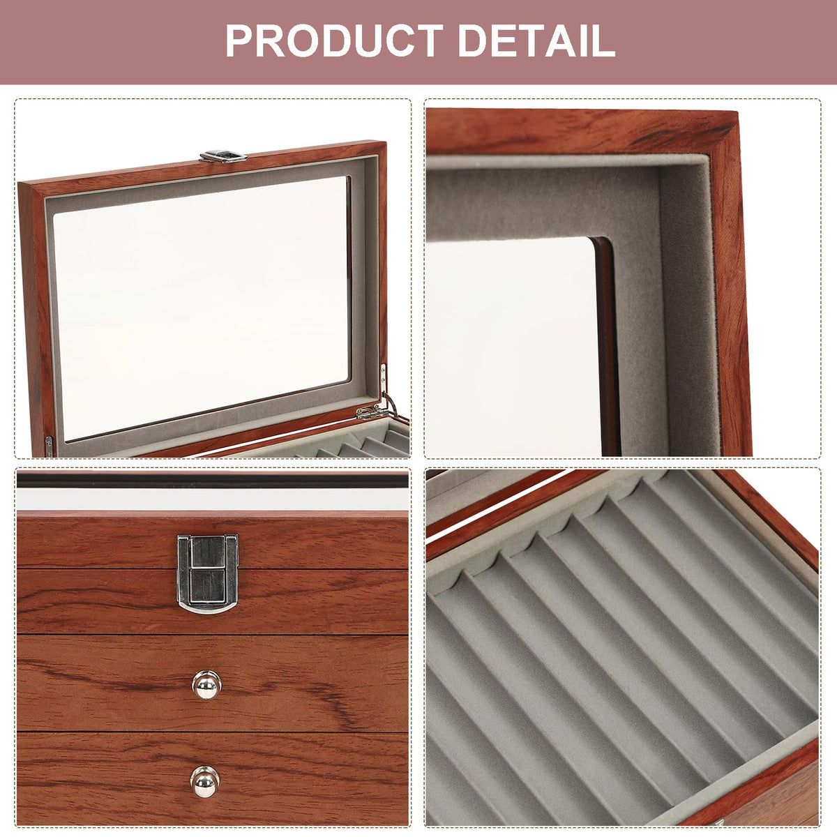 WUPYI 3 Layer Wood Pen Display Box 34 Pen Organizer Box,Pen Display Case Storage and Fountain Pen