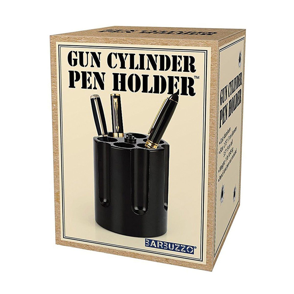 Caliber Gourmet Revolver Pen Holder & Paper Weight, Cast Aluminum Office Gift – Cool Pencil Holder
