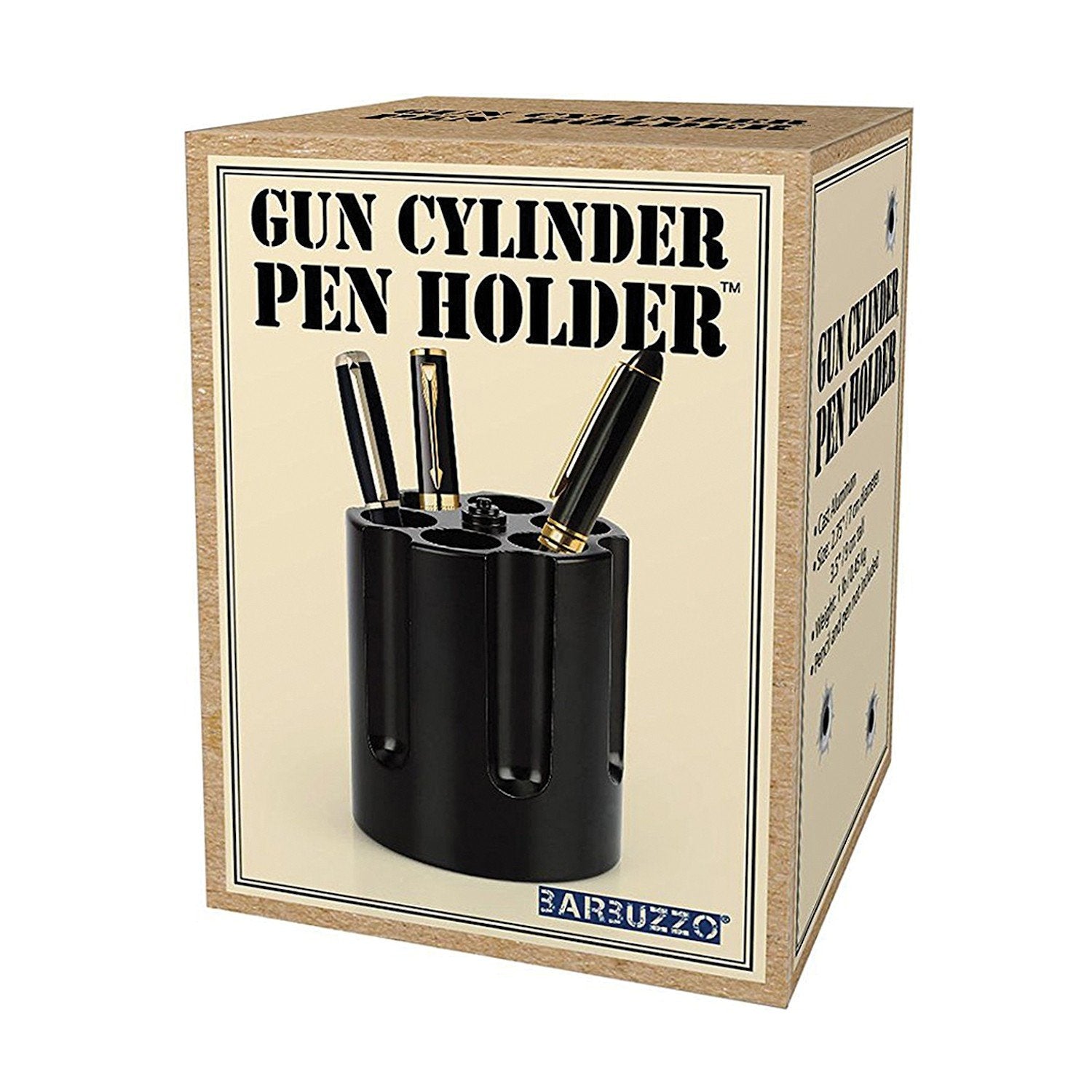 Caliber Gourmet Revolver Pen Holder & Paper Weight, Cast Aluminum Office Gift – Cool Pencil Holder