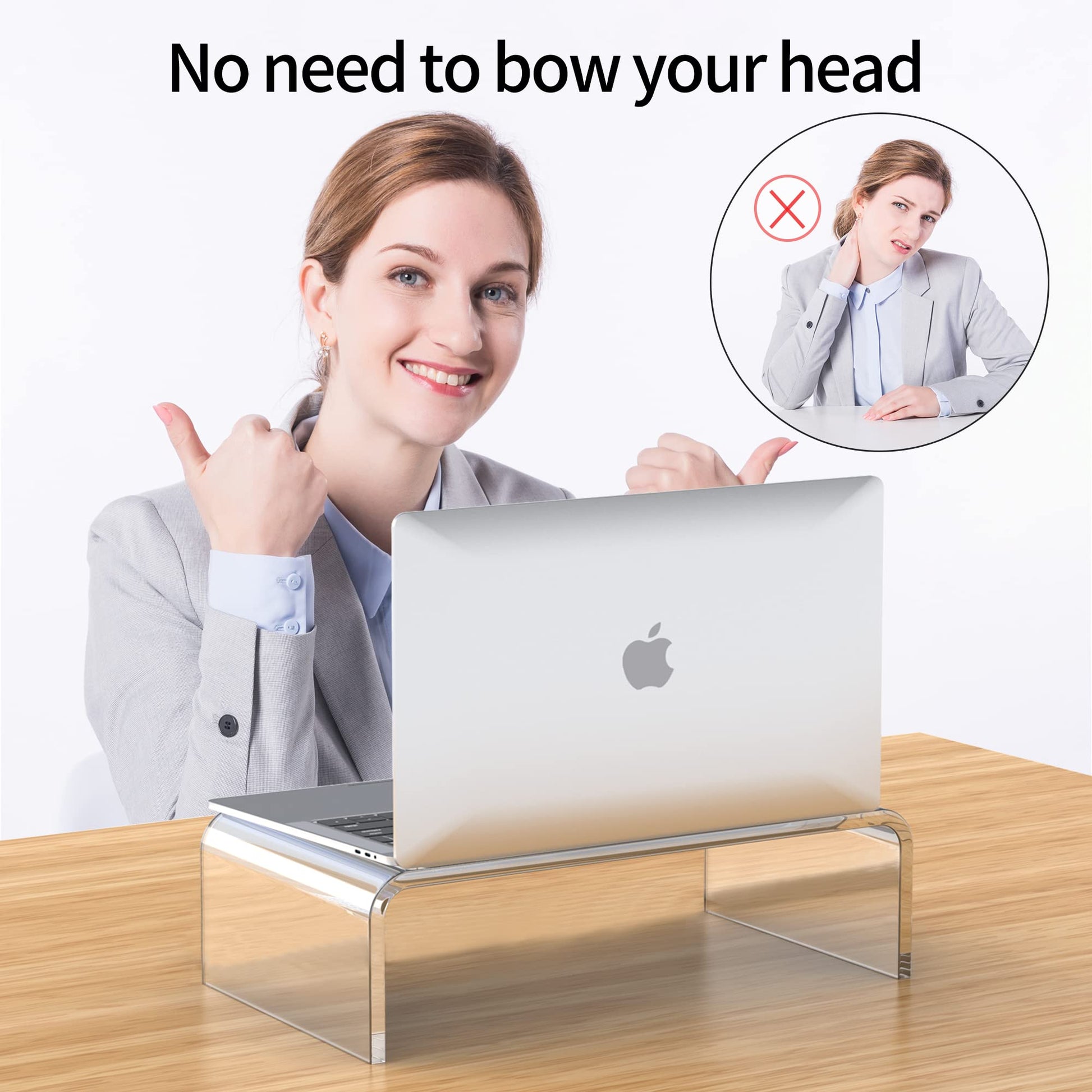 Beimu Acrylic Monitor Stand Riser Clear Laptop Stand Riser L16 xW7.5 xH4