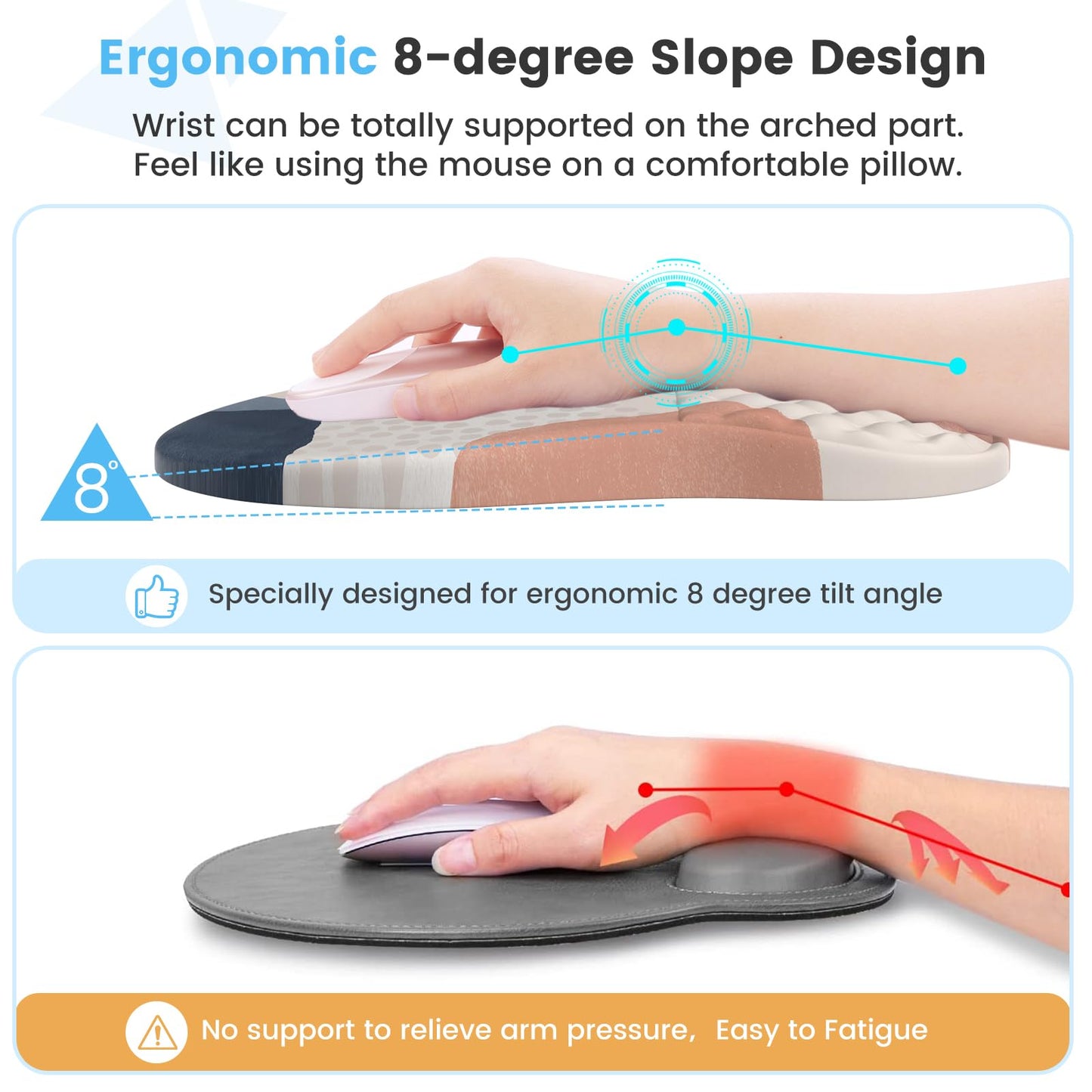 HAOCOO 3-Pcs Ergonomic Desk Accessory Set with Wrist Support, Boho Pink