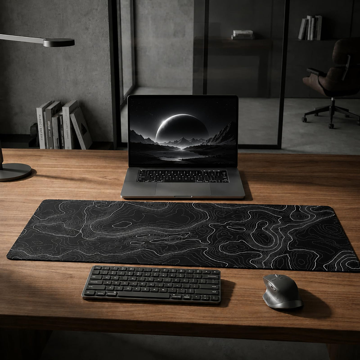 Extended Large Gaming Mouse Pad 29.5x16 Inch,Topographic Map Lines Desk Mat