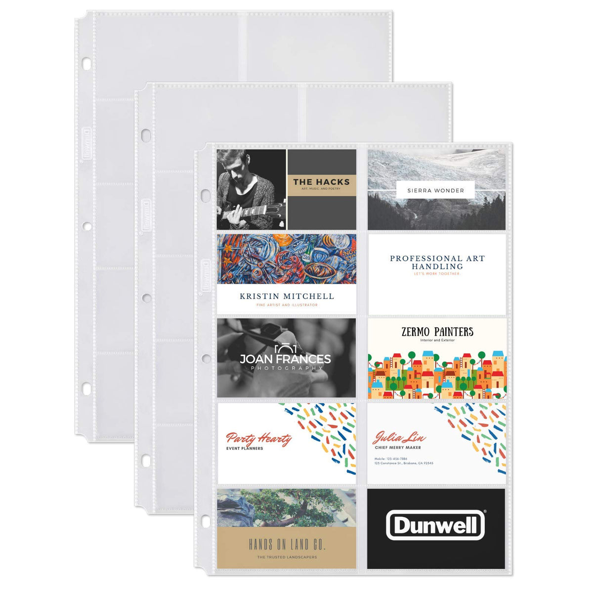 Dunwell Business Card Holder Sleeves, 50 Pack for 3-Ring Binders