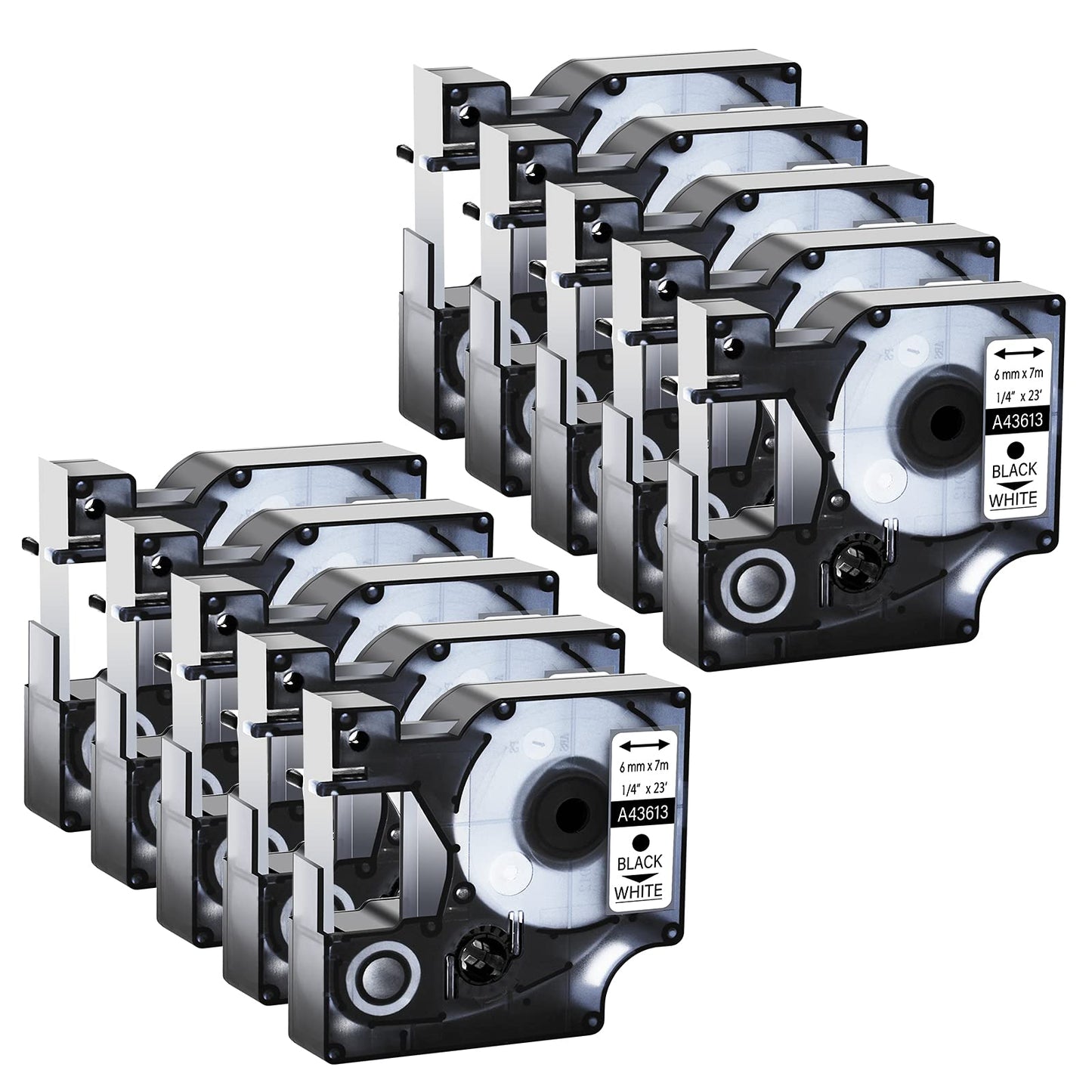 GREENCYCLE Compatible for DYMO D1 43613 Label Tape 1/4" 6mm x 23ft use in LabelManager 210D 220P