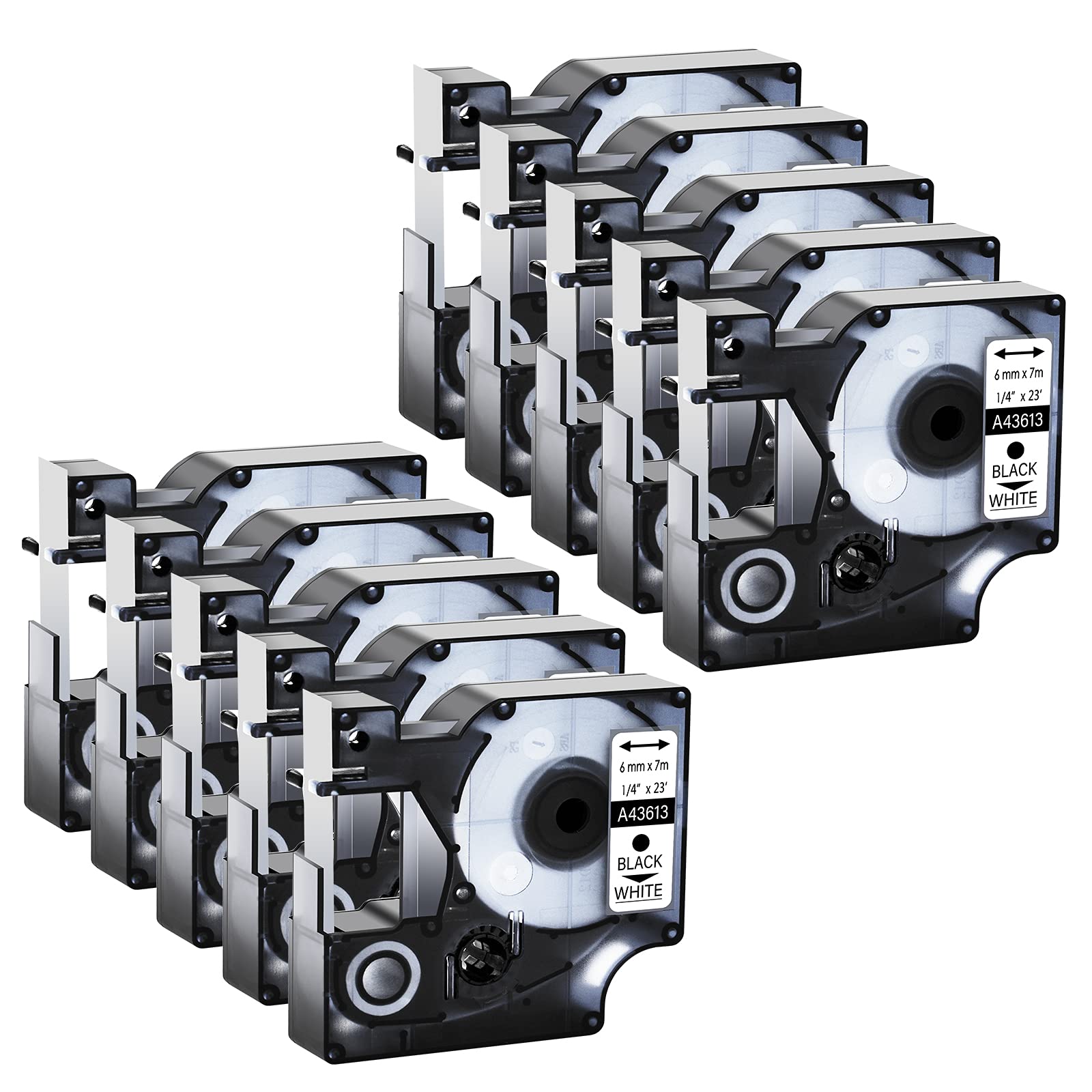 GREENCYCLE Compatible for DYMO D1 43613 Label Tape 1/4" 6mm x 23ft use in LabelManager 210D 220P