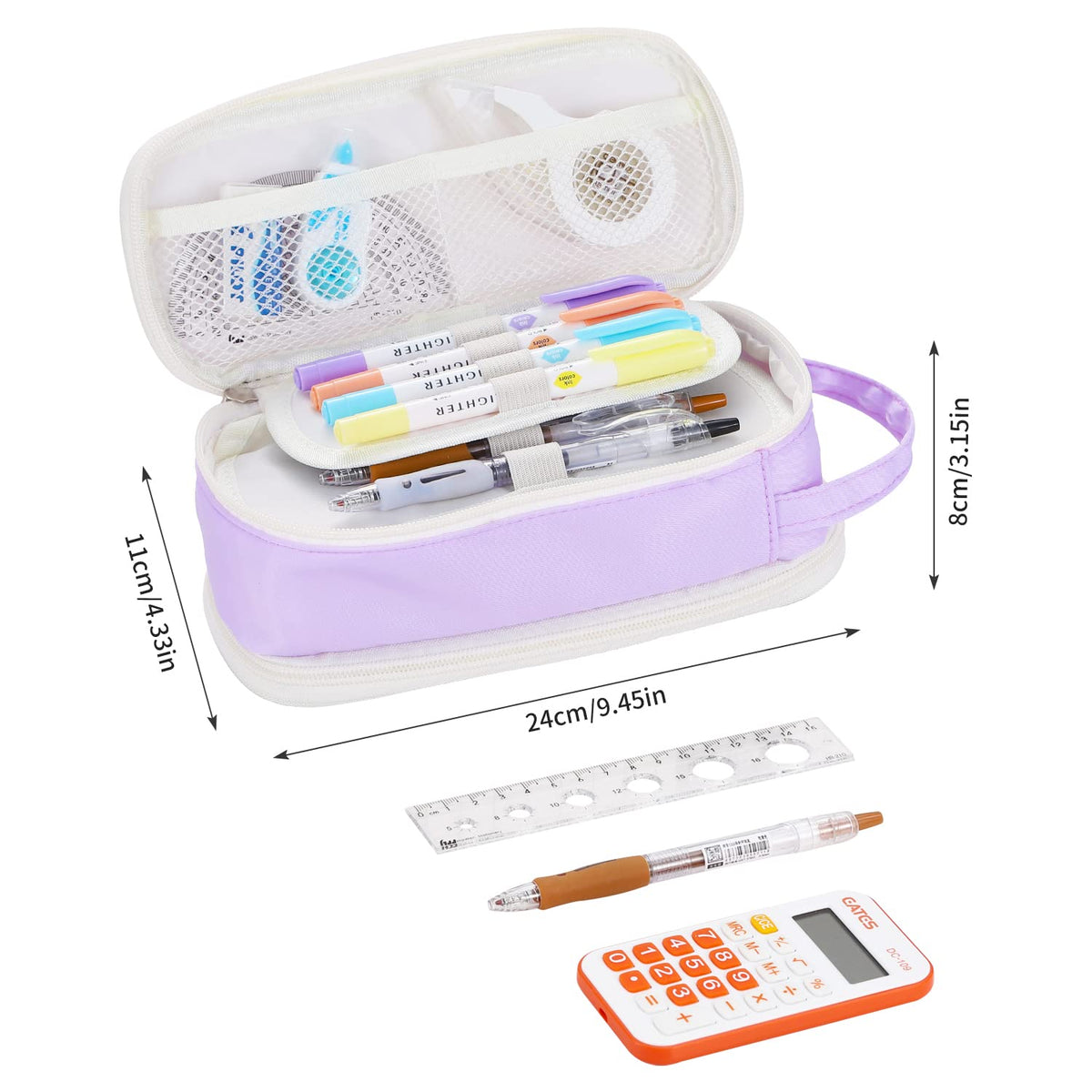 Dugio Large Pencil Case Organizer Big Pencil Bag for Girls Teens Purple